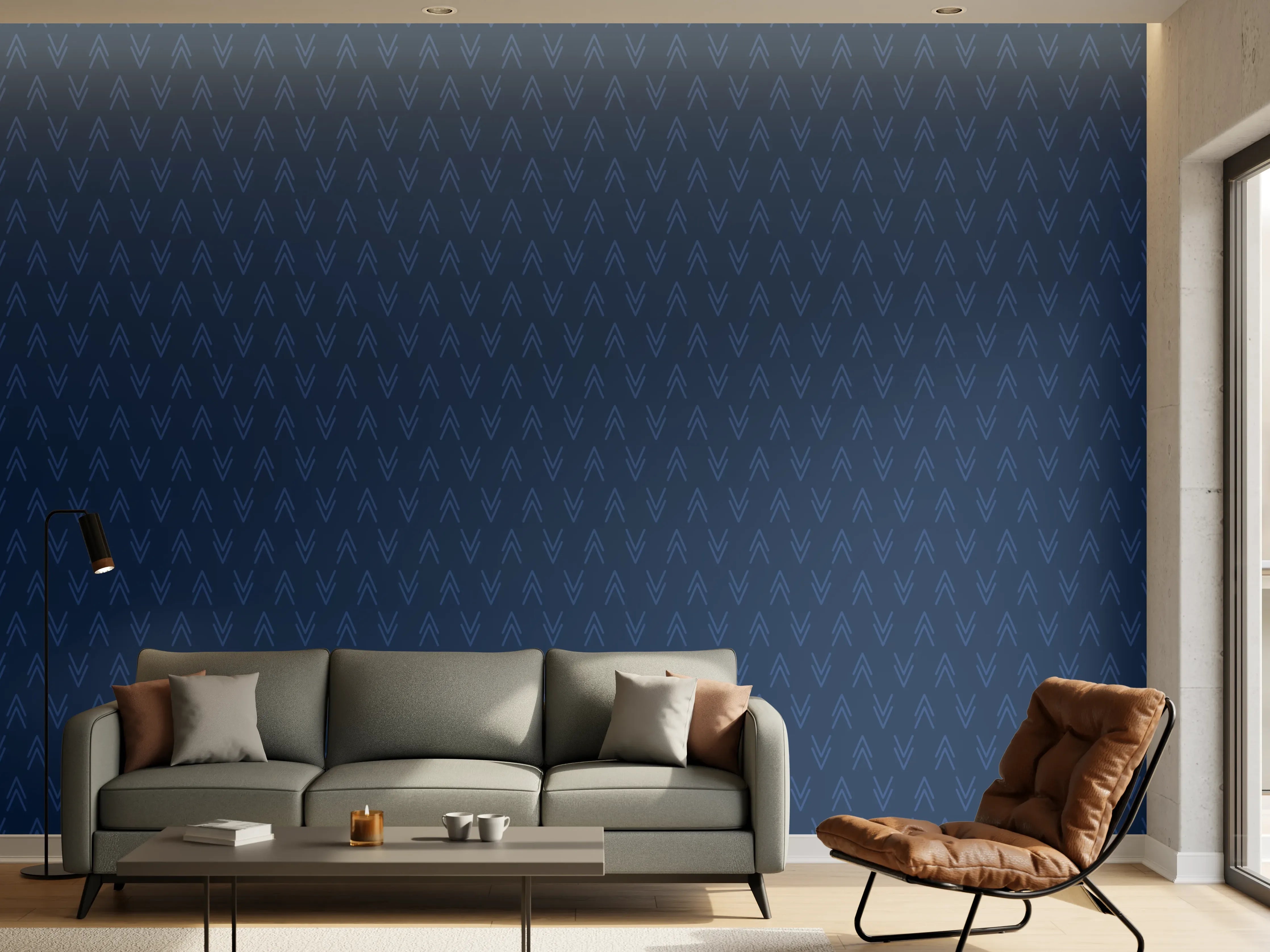 Wandverkleidung Wohnzimmer - Elegante blaue Muster-Textur