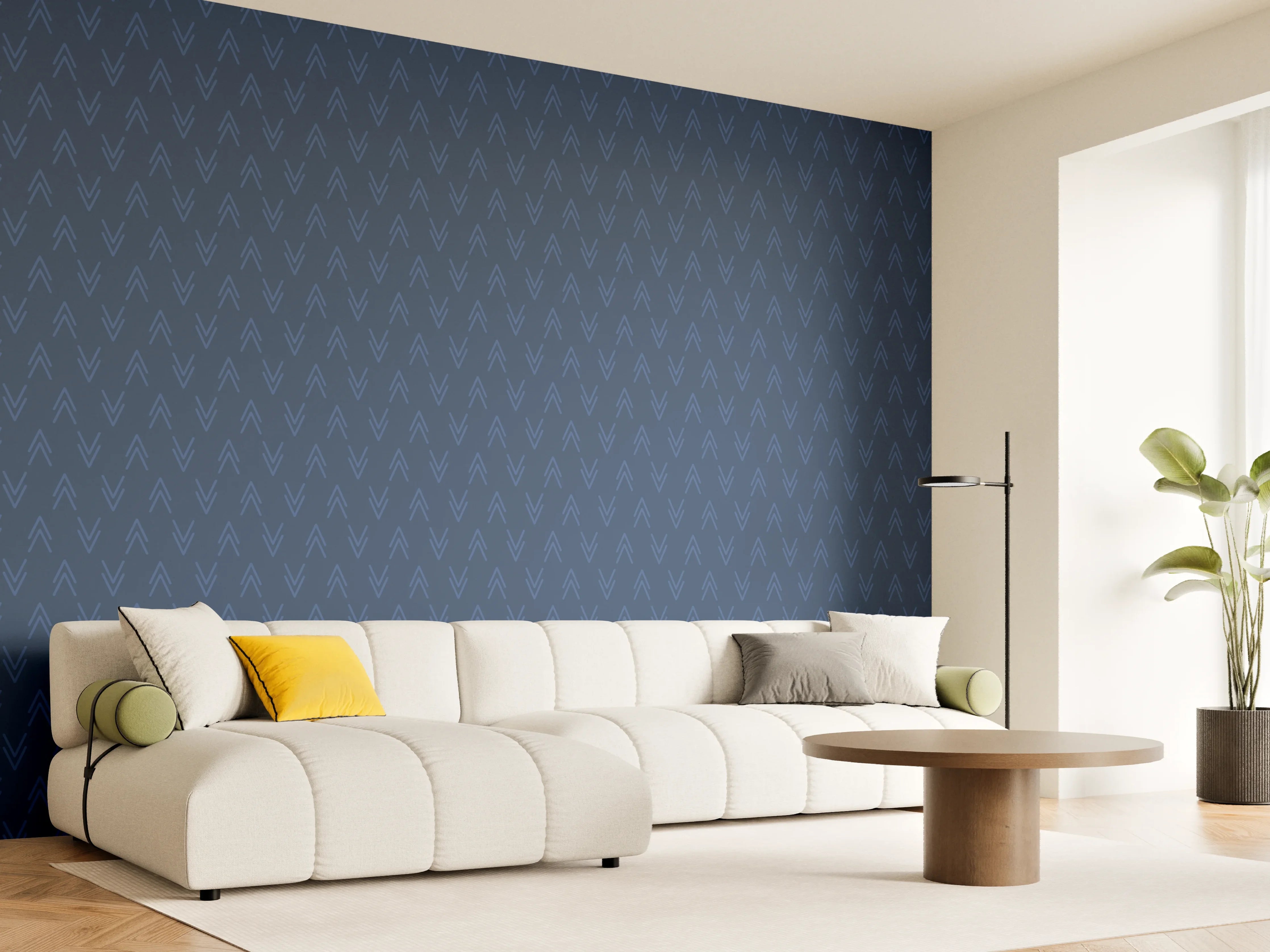 Wandverkleidung Wohnzimmer - Elegante blaue Muster-Textur