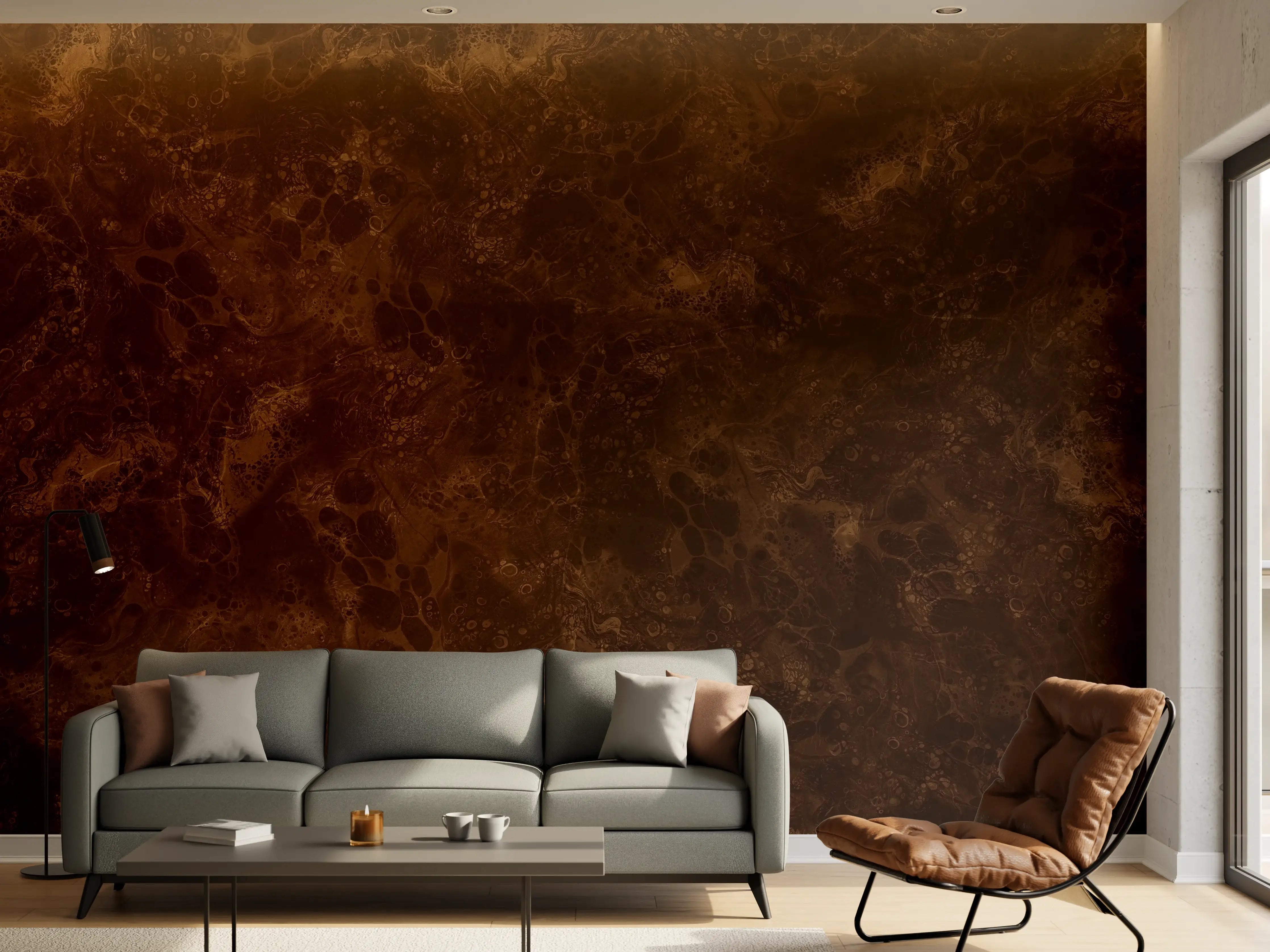 Wandverkleidung Wohnzimmer - Elegante dunkelbraune Marmorfłiese