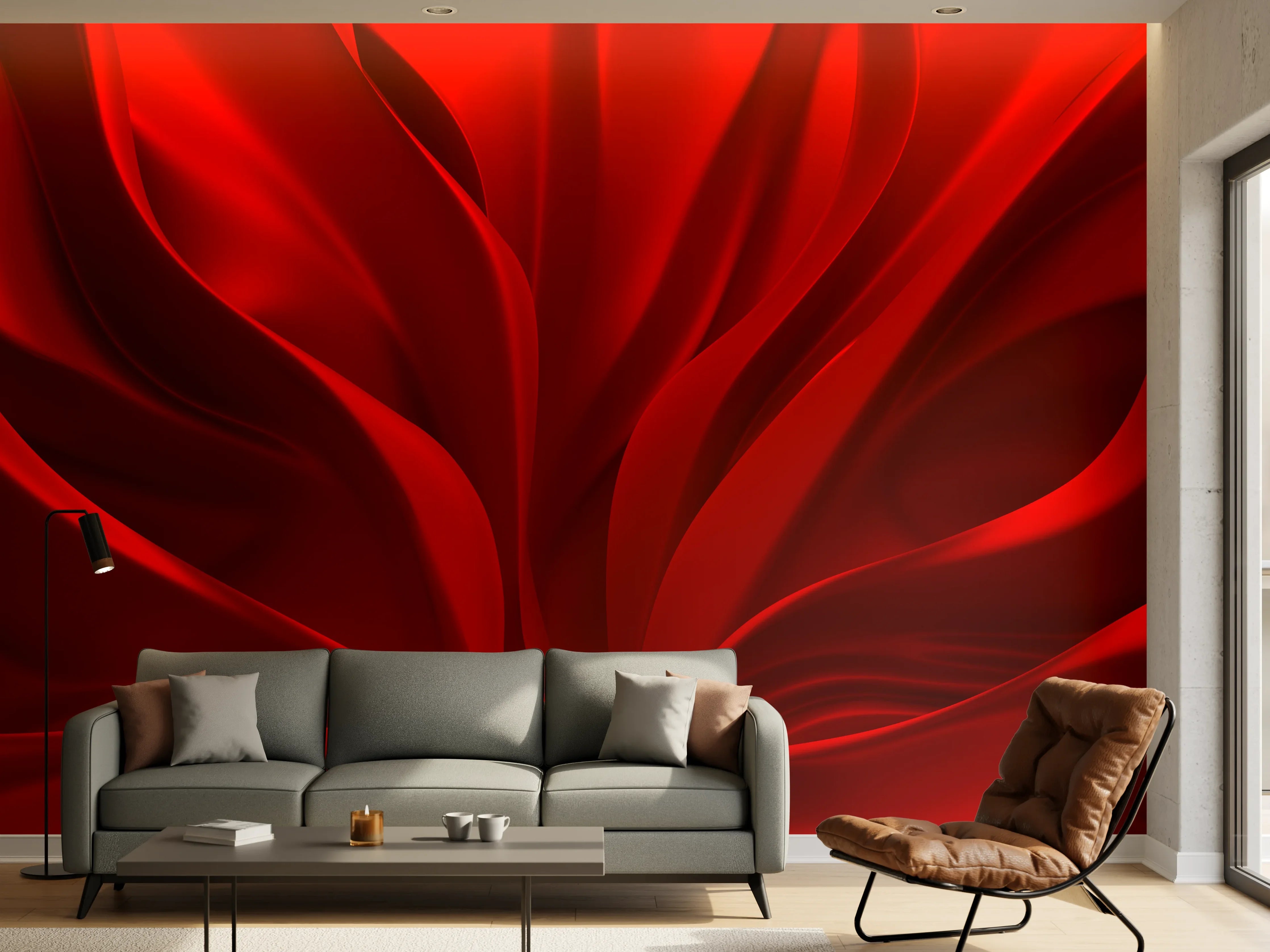 Wandverkleidung Wohnzimmer - Elegante rote Blume in Nahaufnahme