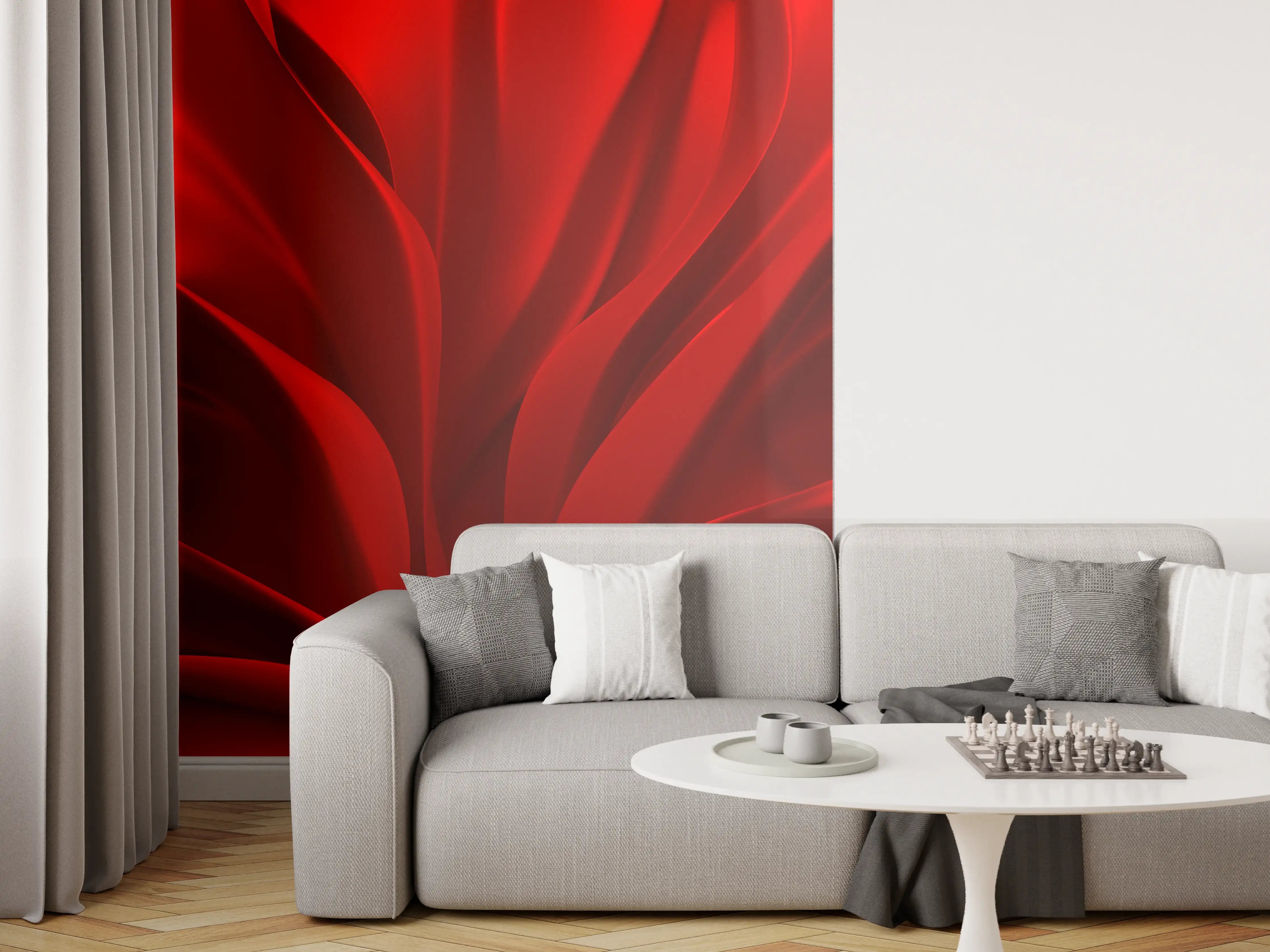 Wandverkleidung Wohnzimmer - Elegante rote Blume in Nahaufnahme