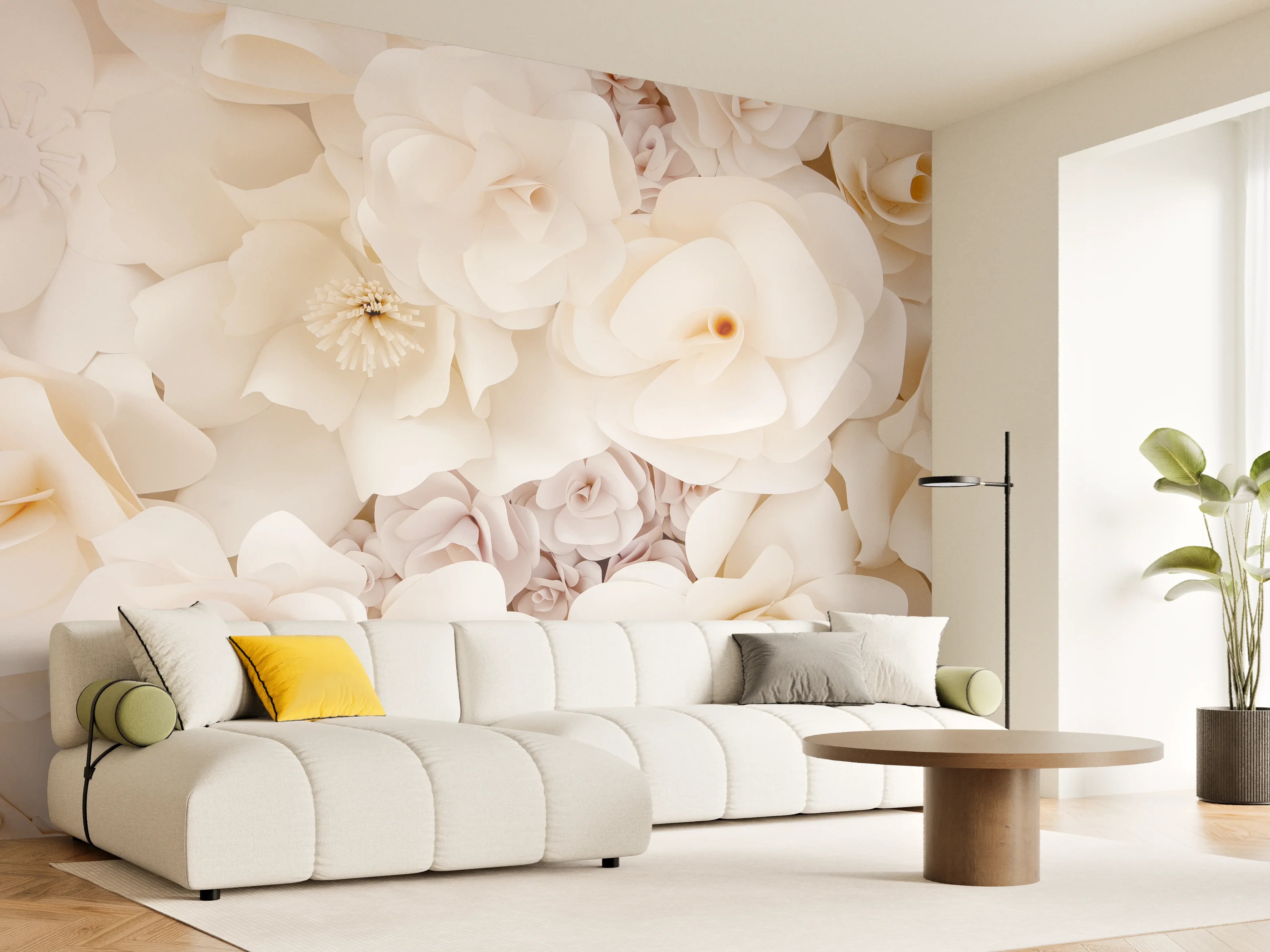 Wandverkleidung Wohnzimmer - Elegante weiße Blumenwand für festliche Anlässe