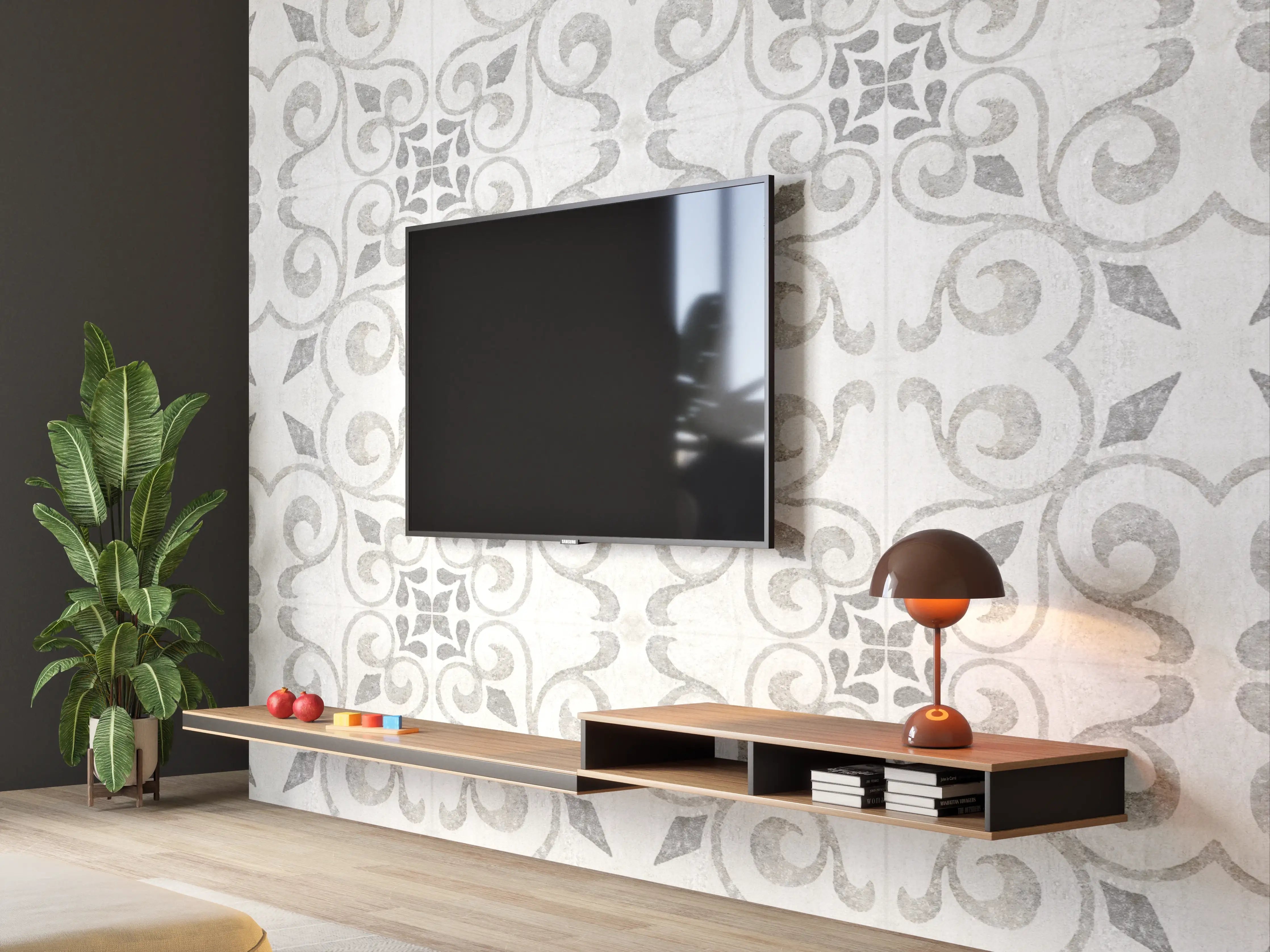 Wandverkleidung Wohnzimmer - Elegante weiße Vintage Fliesen