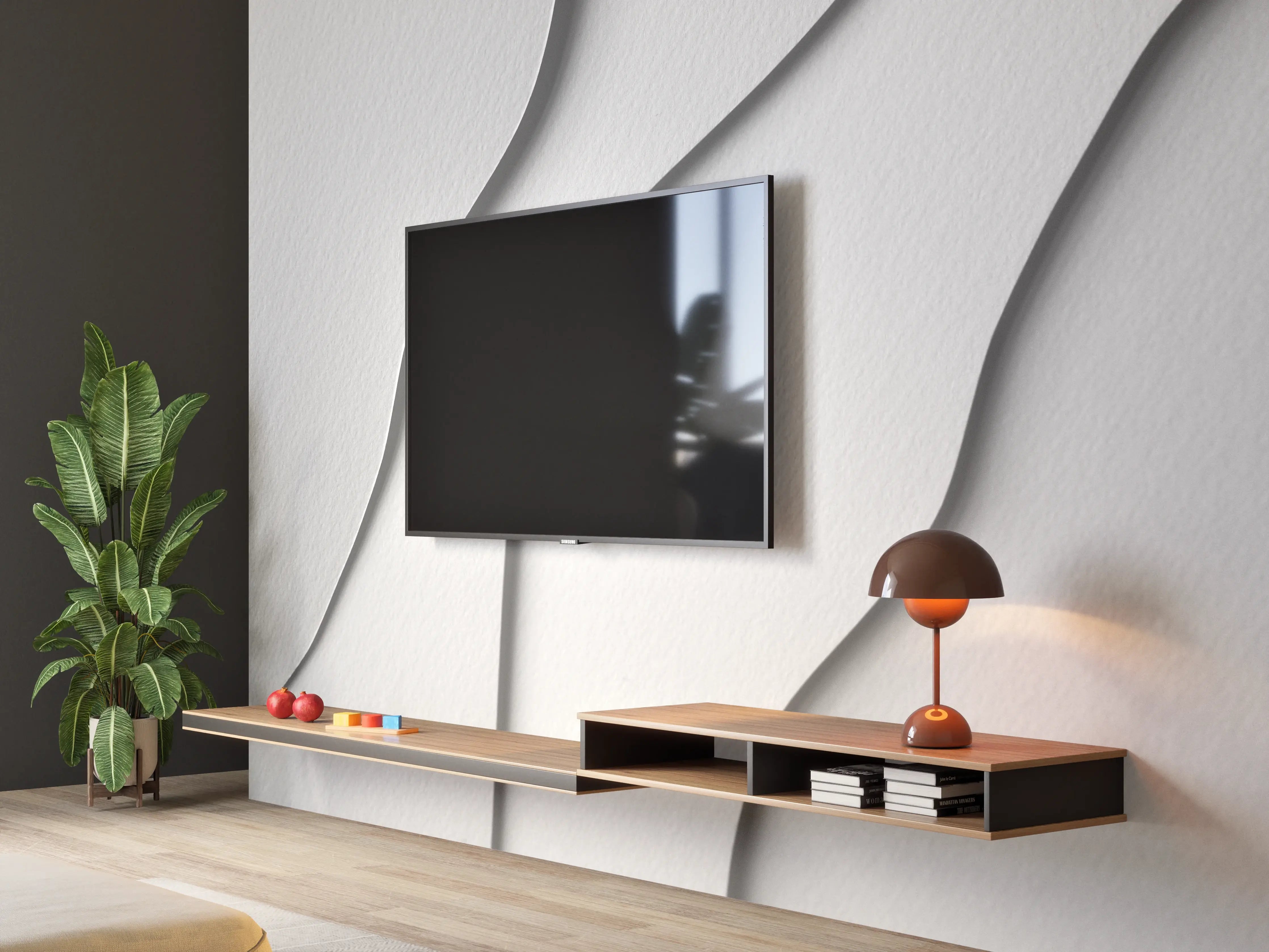 Wandverkleidung Wohnzimmer - Elegante weiße Wandgestaltung mit Wellenmuster