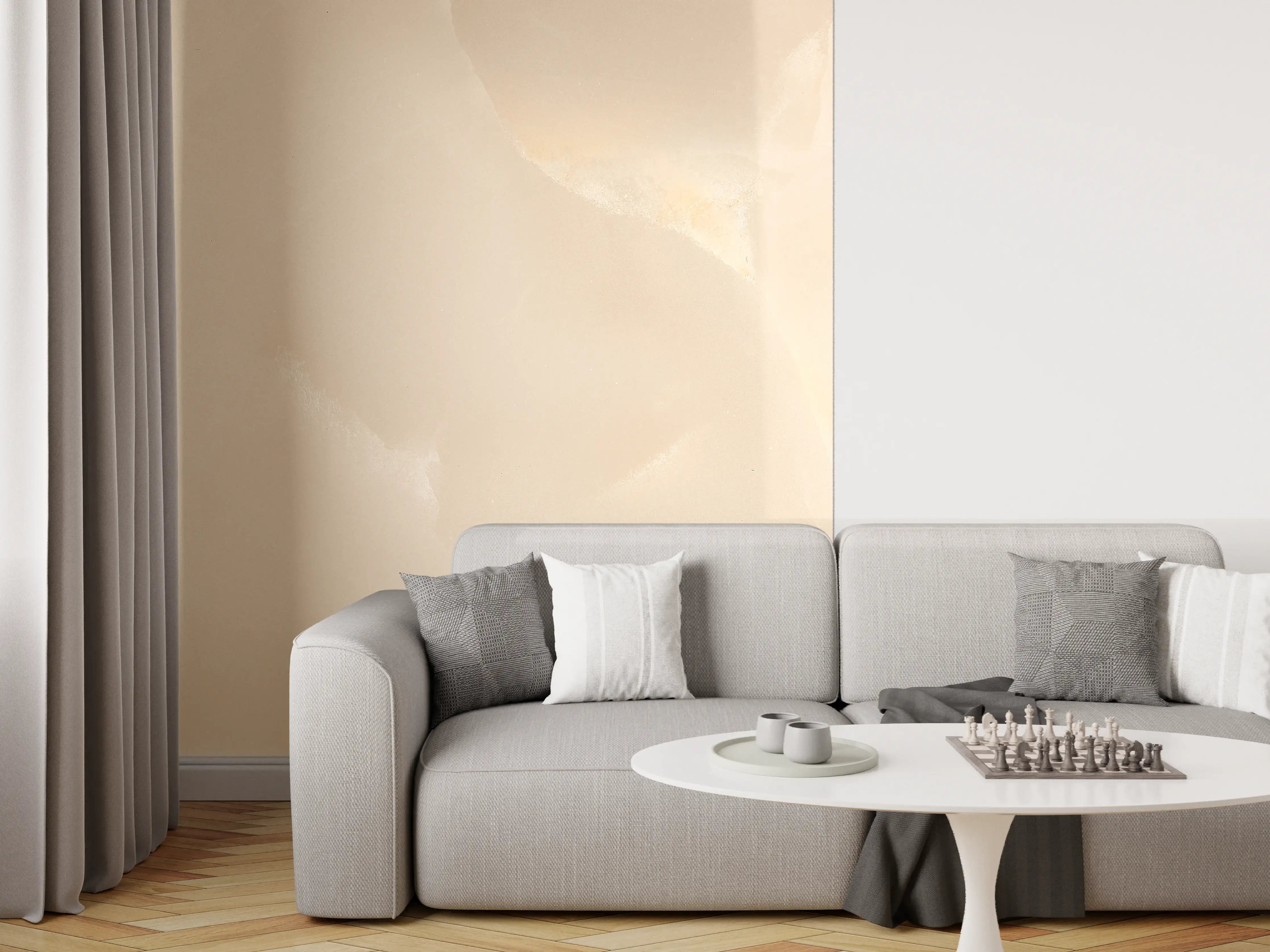 Wandverkleidung Wohnzimmer - Elegante, helle Marmoroberfläche