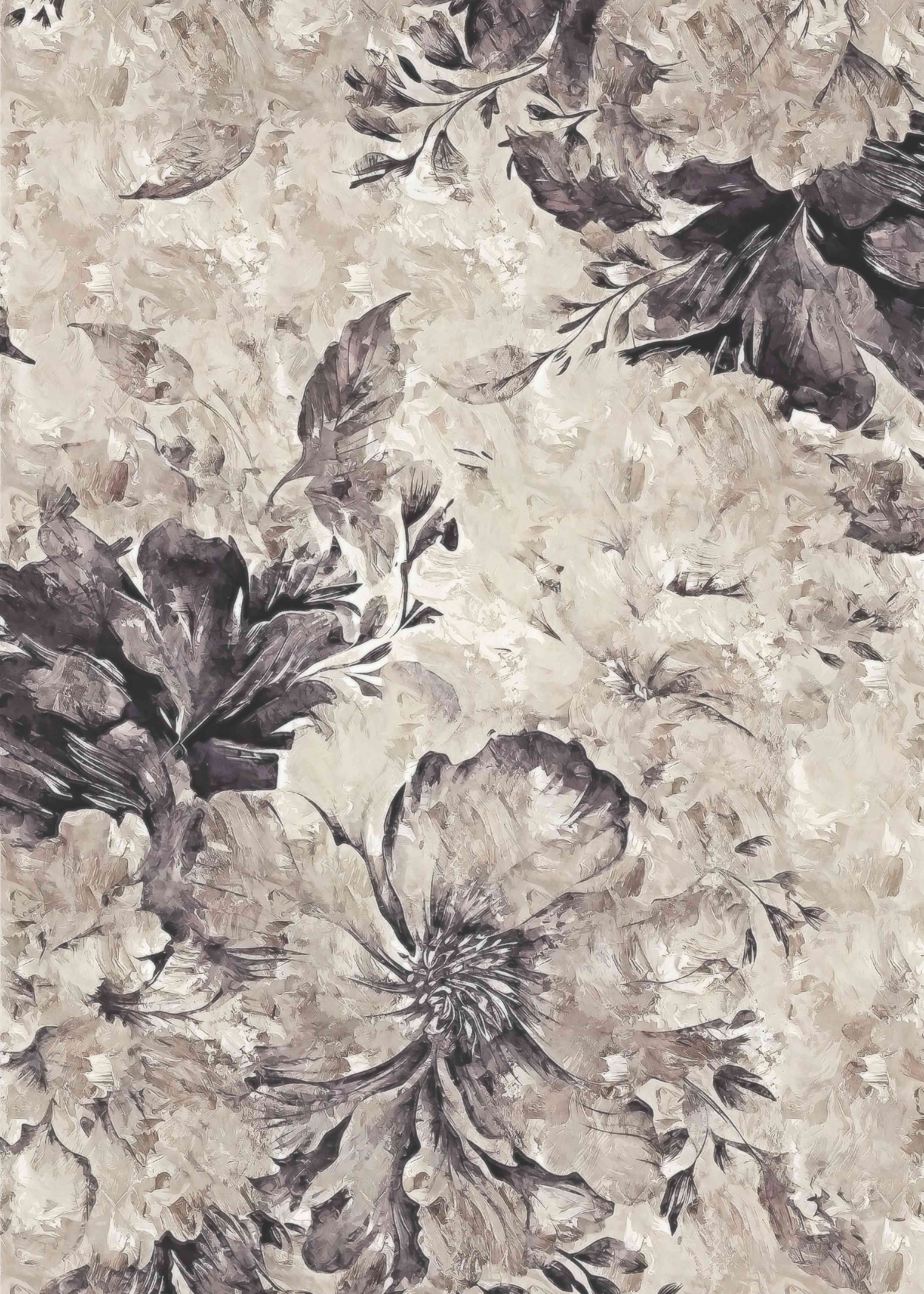 Wandverkleidung Wohnzimmer-Elegantes Blumenmuster in dezenten Tönen