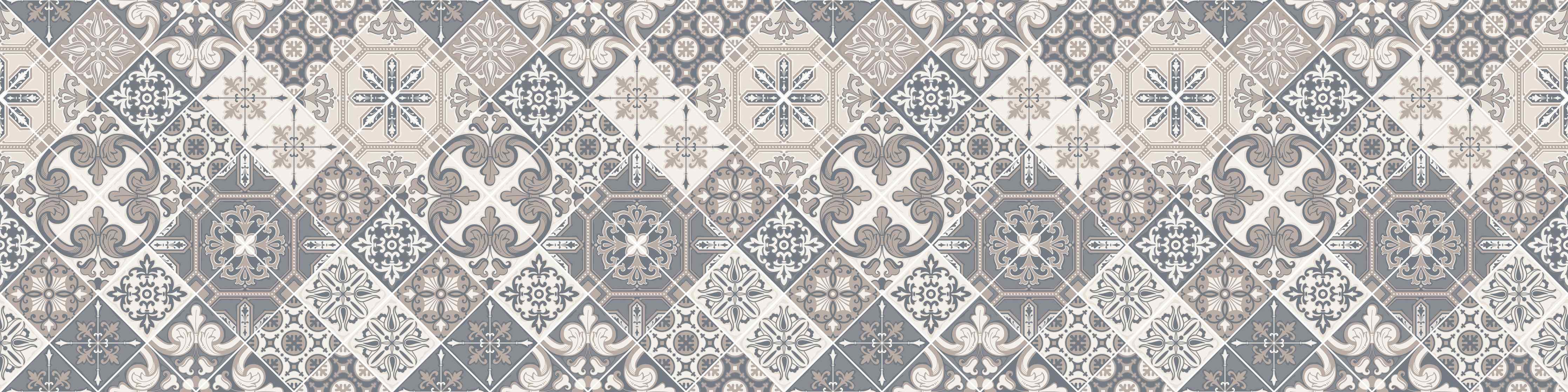 Wandverkleidung Wohnzimmer-Elegantes Grau-Weiß Mosaikmuster