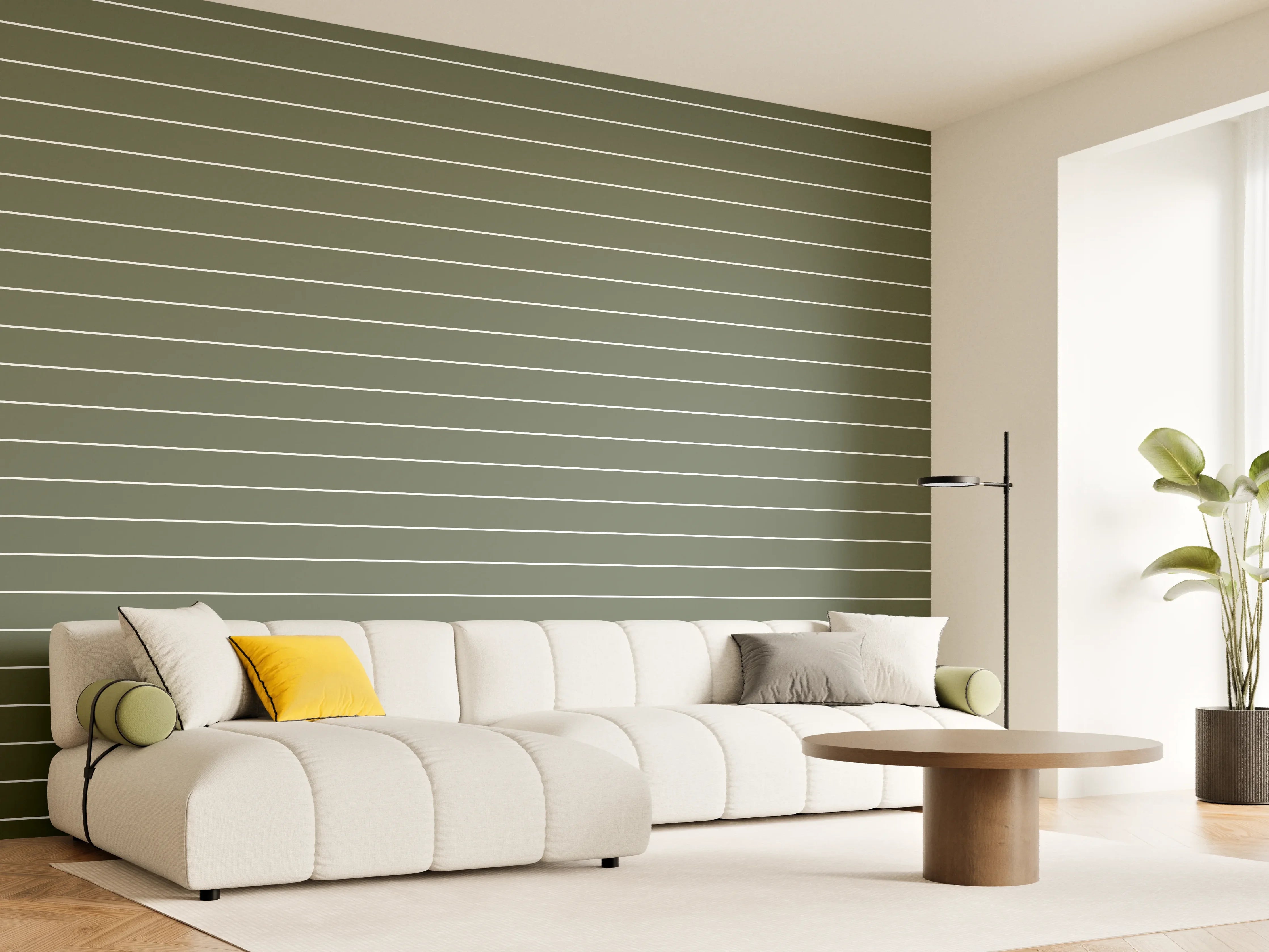 Wandverkleidung Wohnzimmer - Elegantes Grauweißes Streifenmuster
