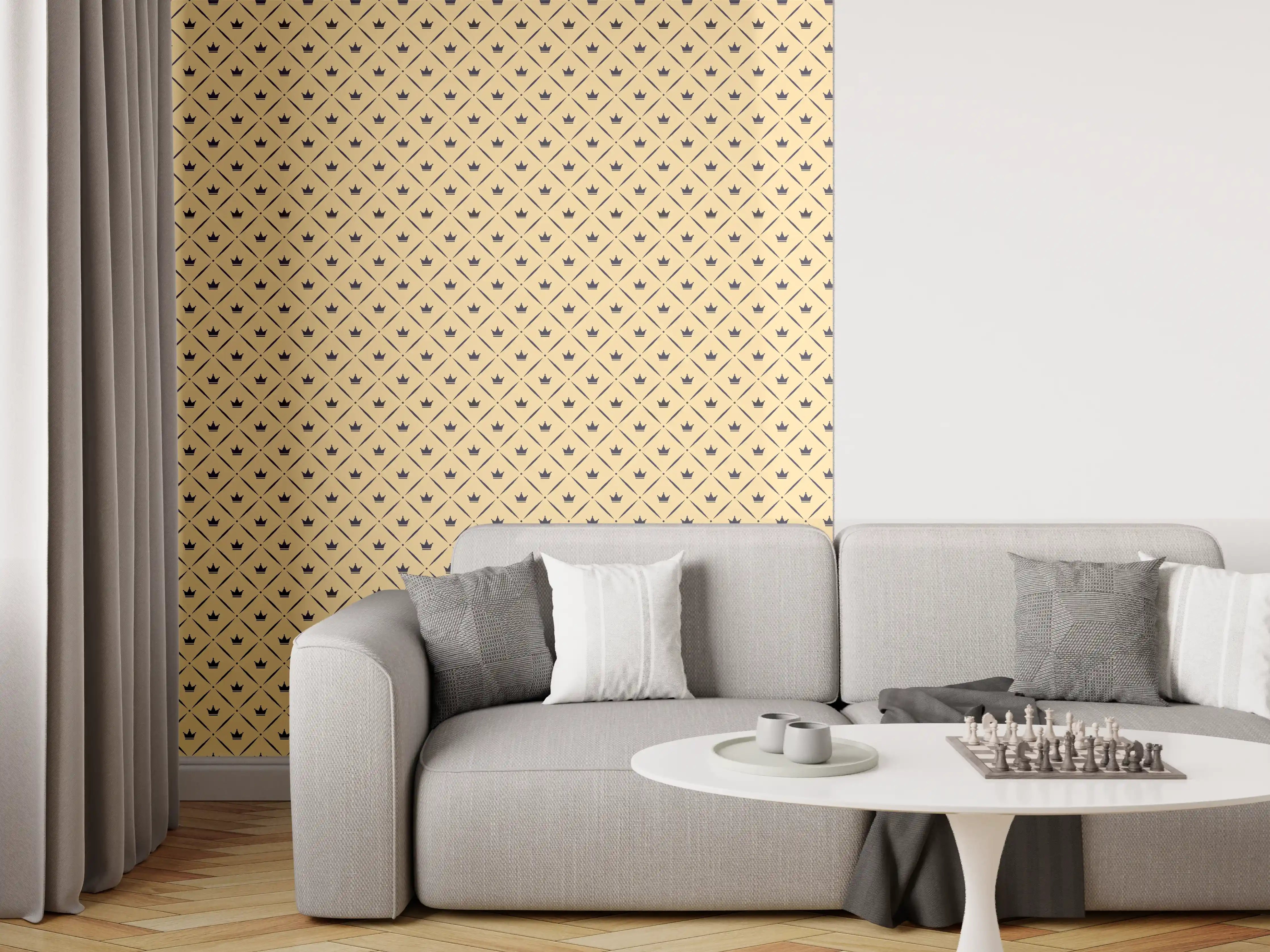 Wandverkleidung Wohnzimmer - Elegantes Holzdesign mit geometrischem Muster