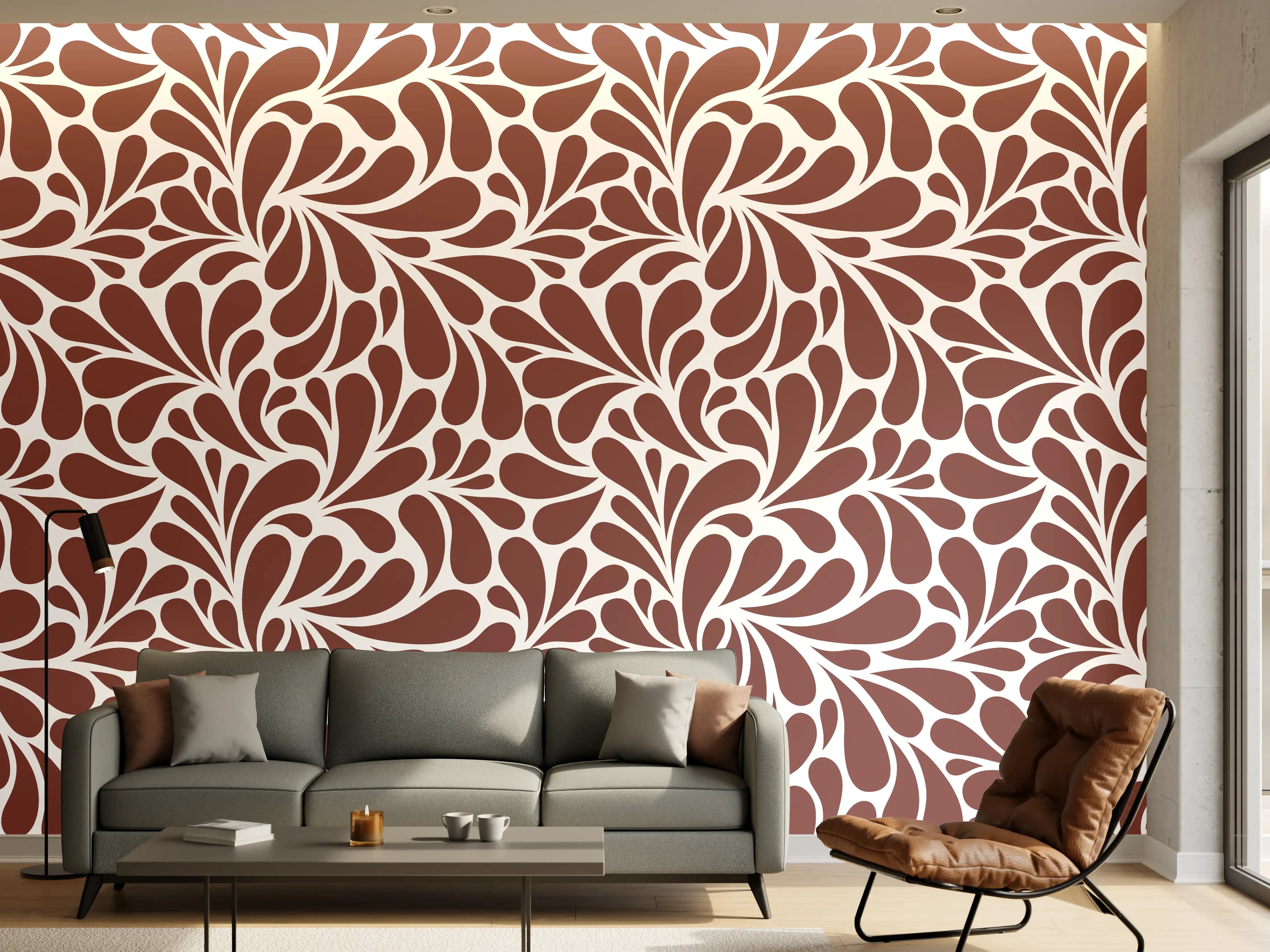 Wandverkleidung Wohnzimmer - Elegantes Muster in Braun und Weiß