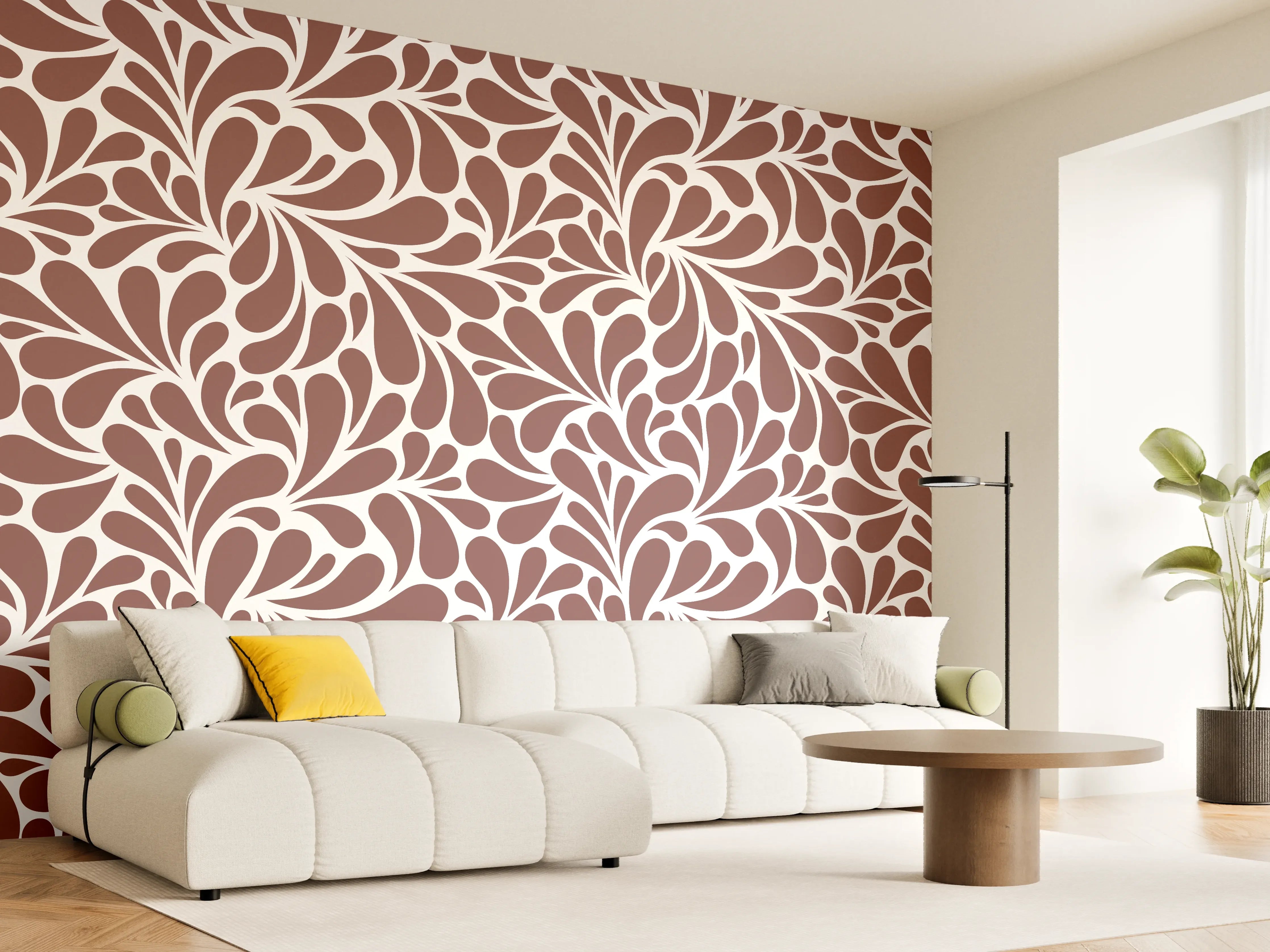 Wandverkleidung Wohnzimmer - Elegantes Muster in Braun und Weiß