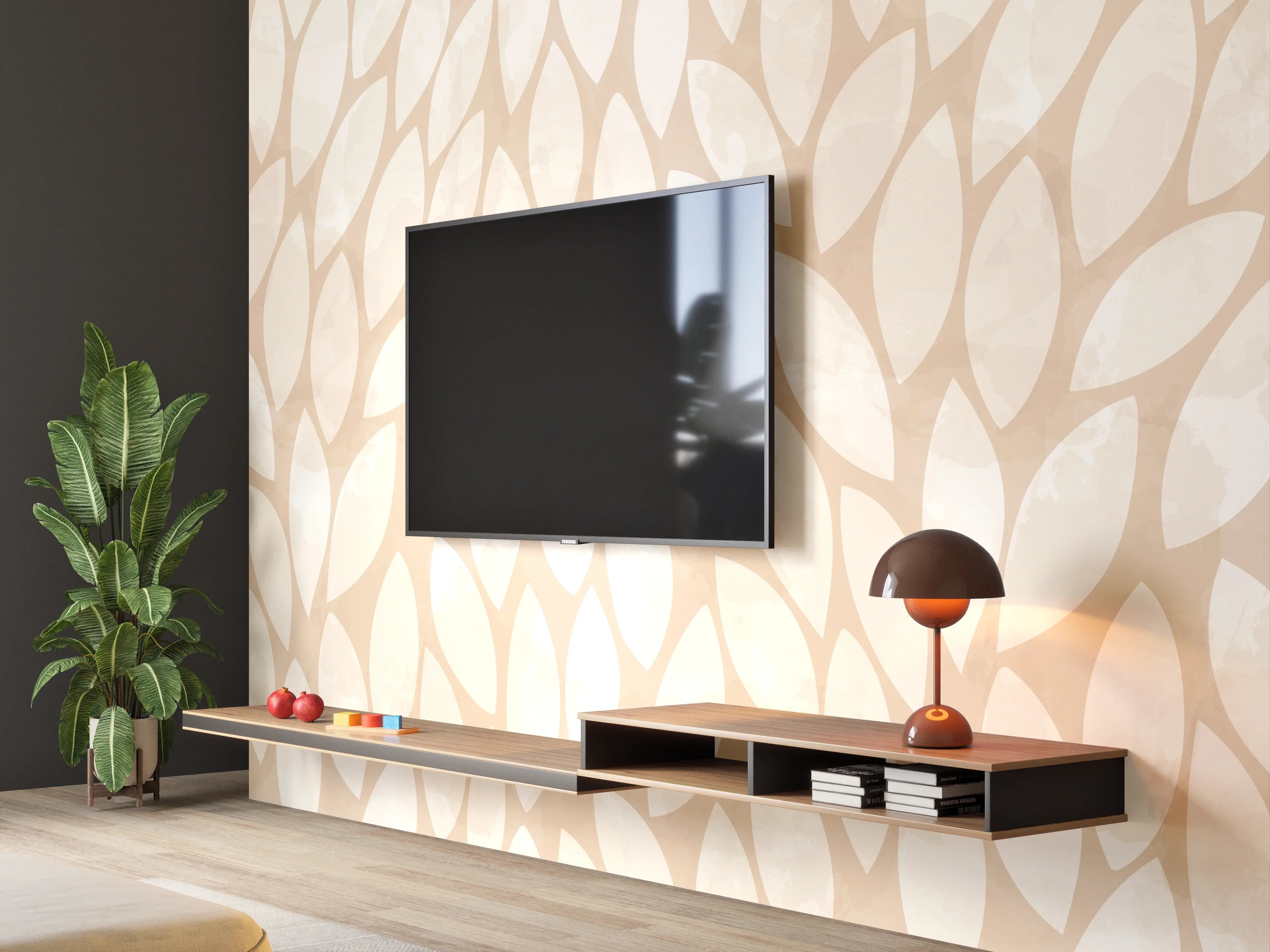 Wandverkleidung Wohnzimmer - Elegantes Muster in Neutralfarben