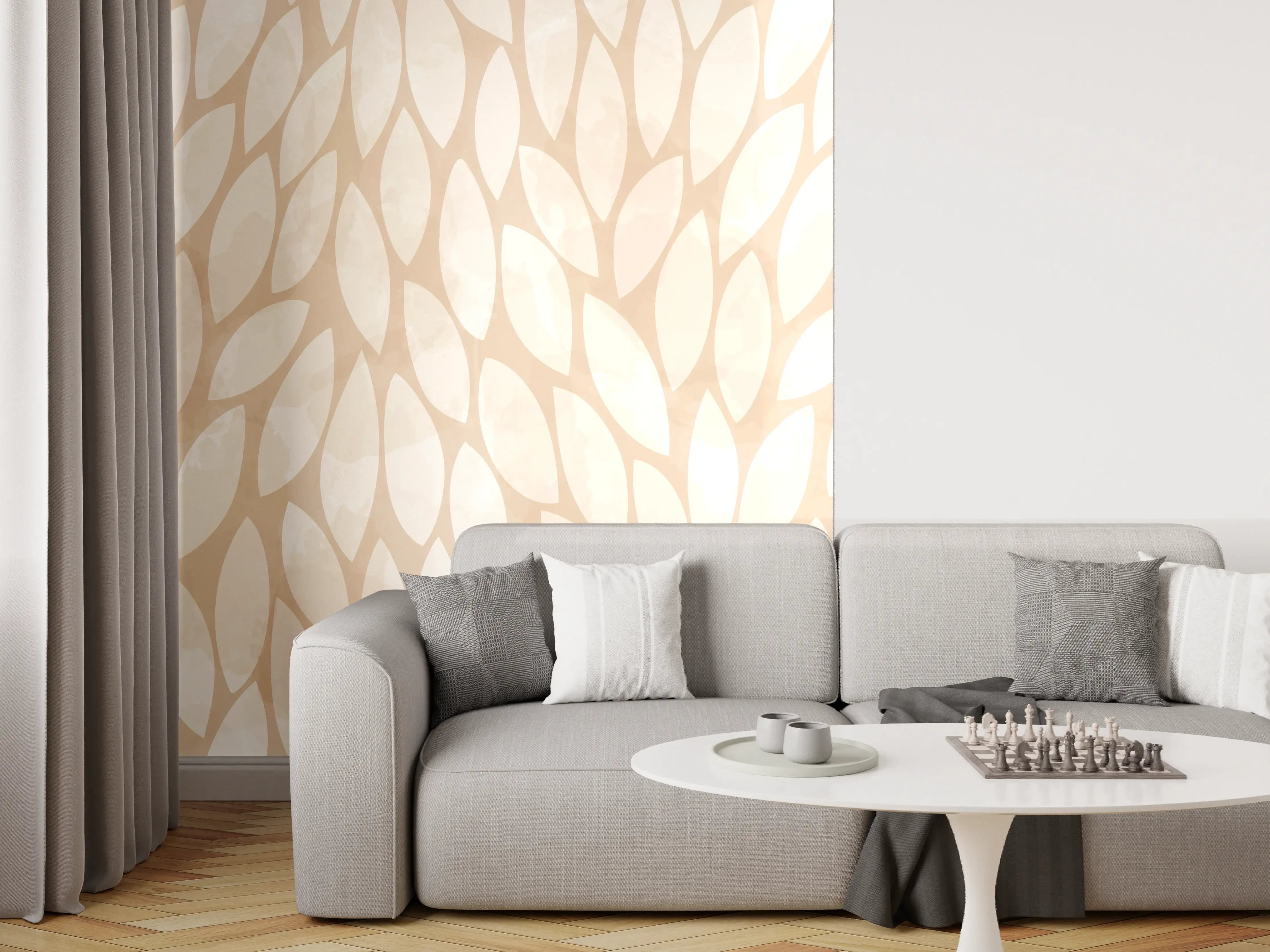 Wandverkleidung Wohnzimmer - Elegantes Muster in Neutralfarben