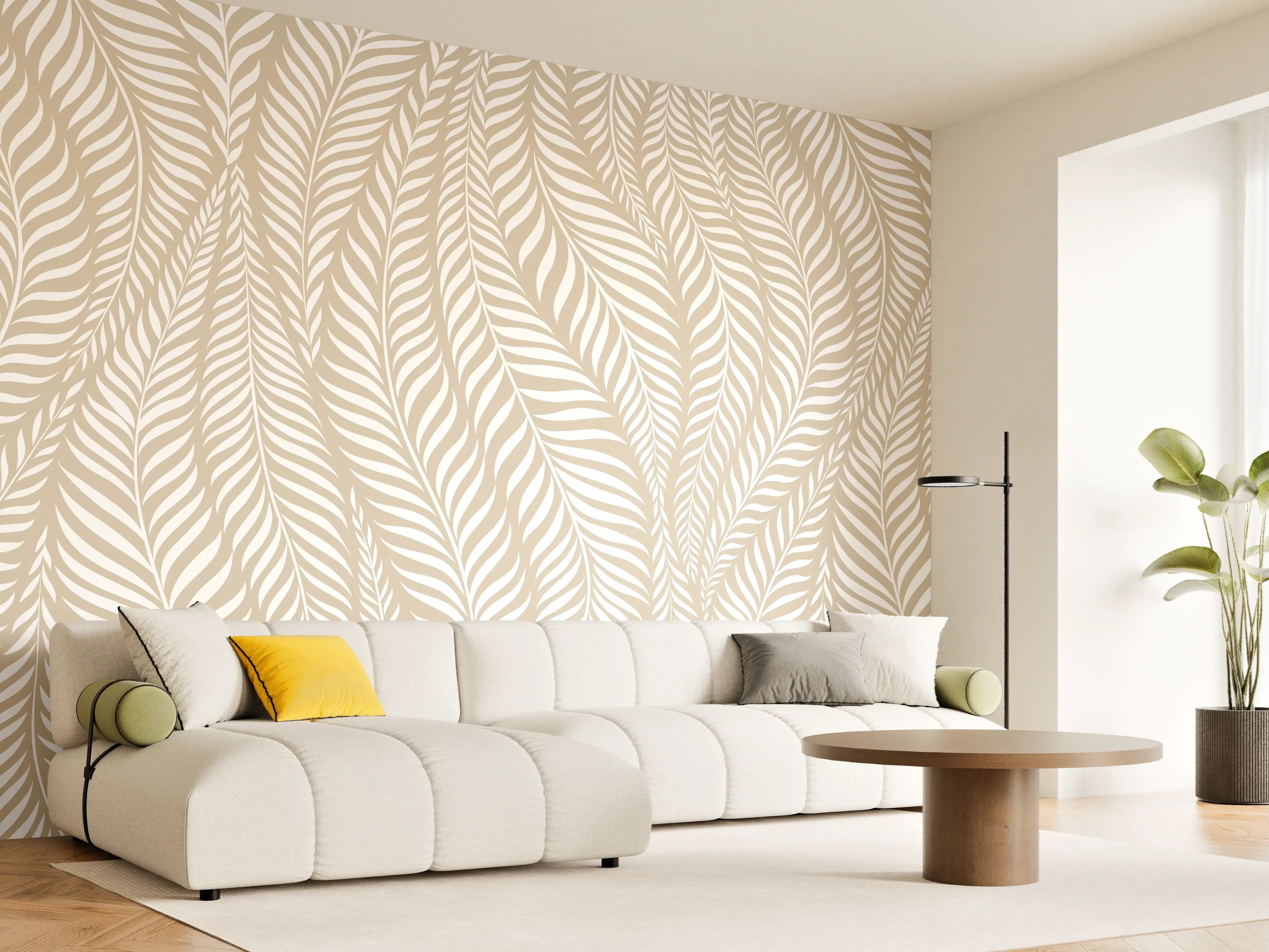 Wandverkleidung Wohnzimmer - Elegantes Muster in neutralen Tönen