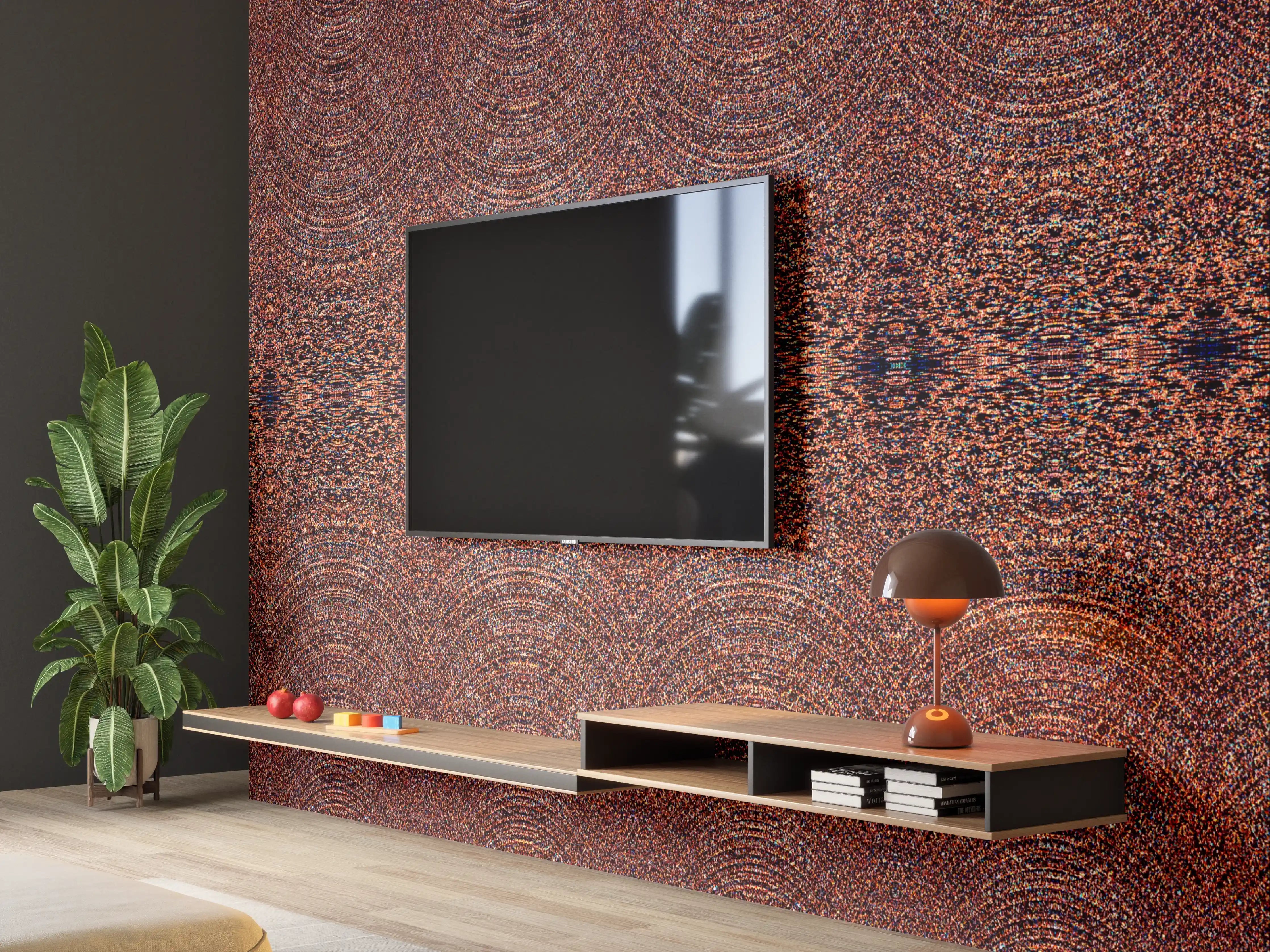 Wandverkleidung Wohnzimmer - Elegantes Muster in warmen Farben