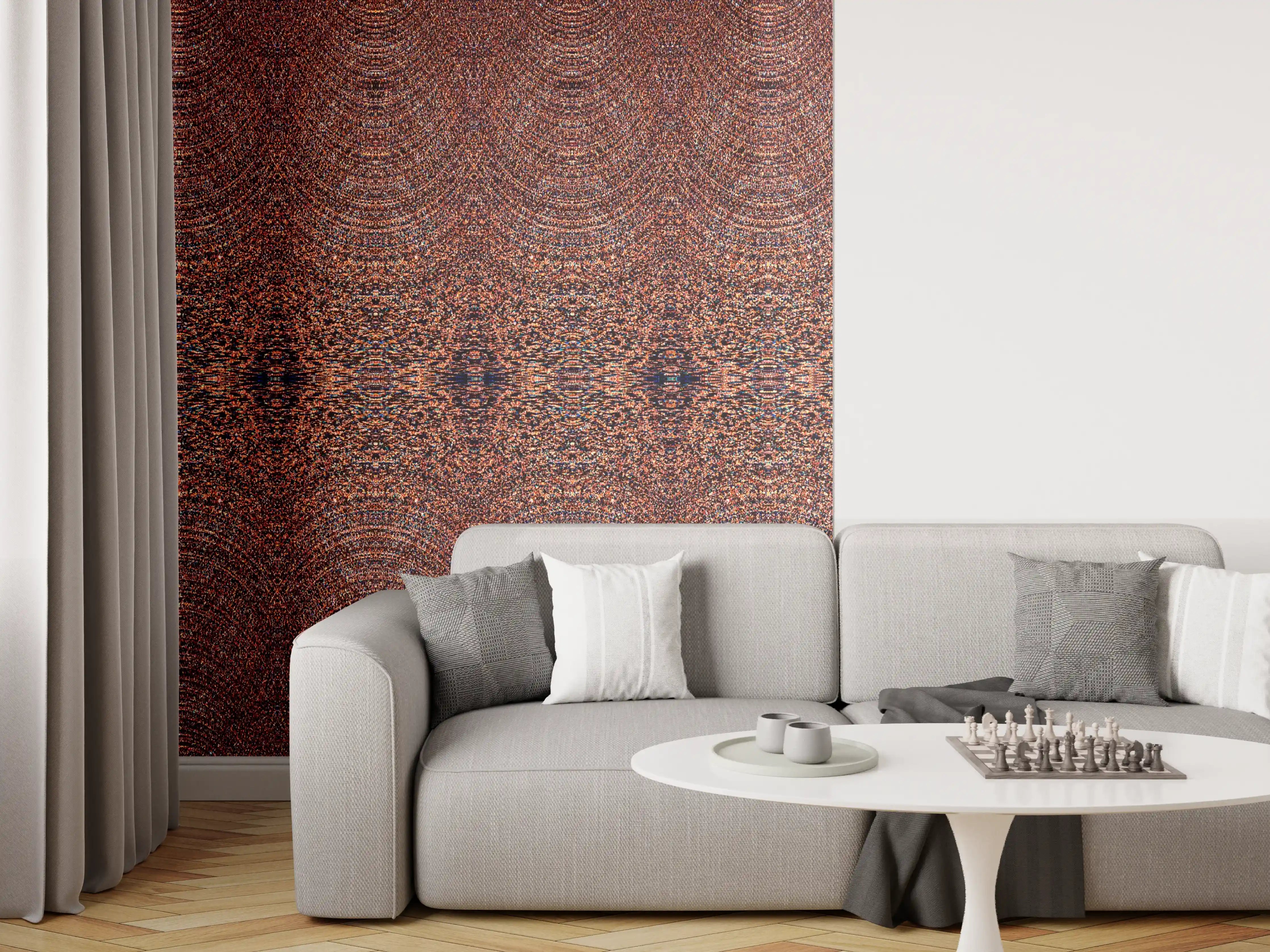 Wandverkleidung Wohnzimmer - Elegantes Muster in warmen Farben