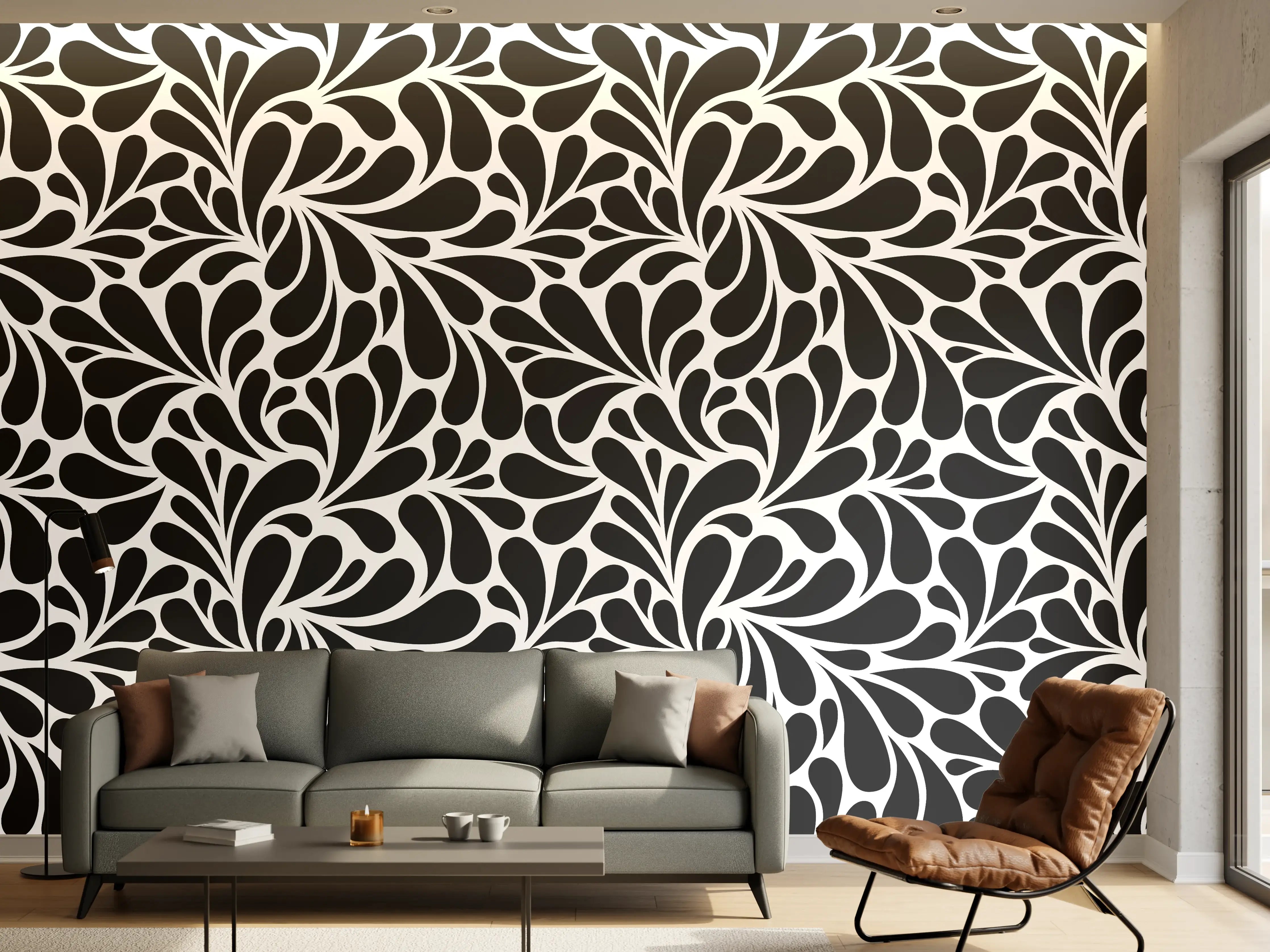 Wandverkleidung Wohnzimmer - Elegantes Schwarz-Weiß-Hintergrundmuster
