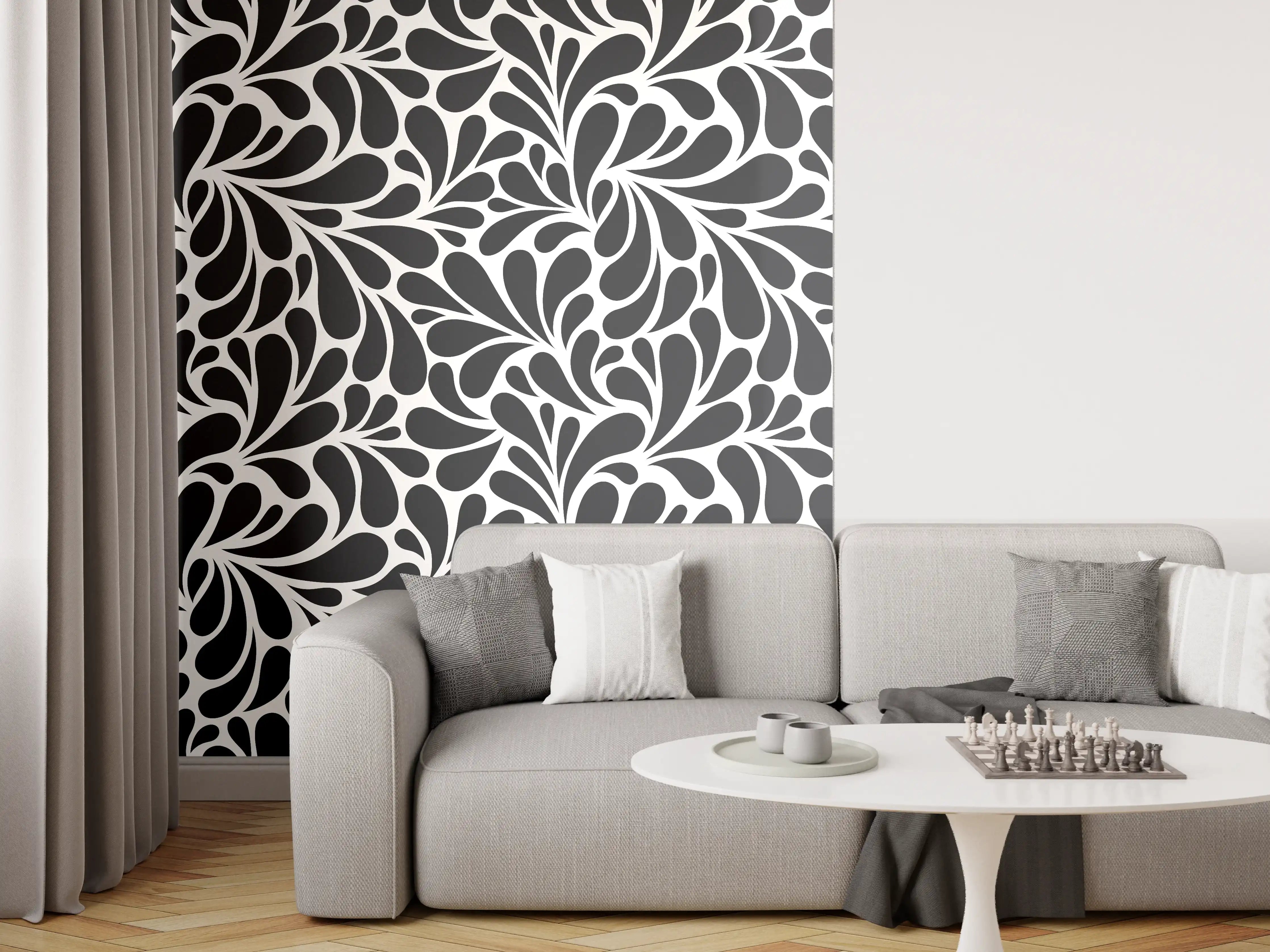Wandverkleidung Wohnzimmer - Elegantes Schwarz-Weiß-Hintergrundmuster
