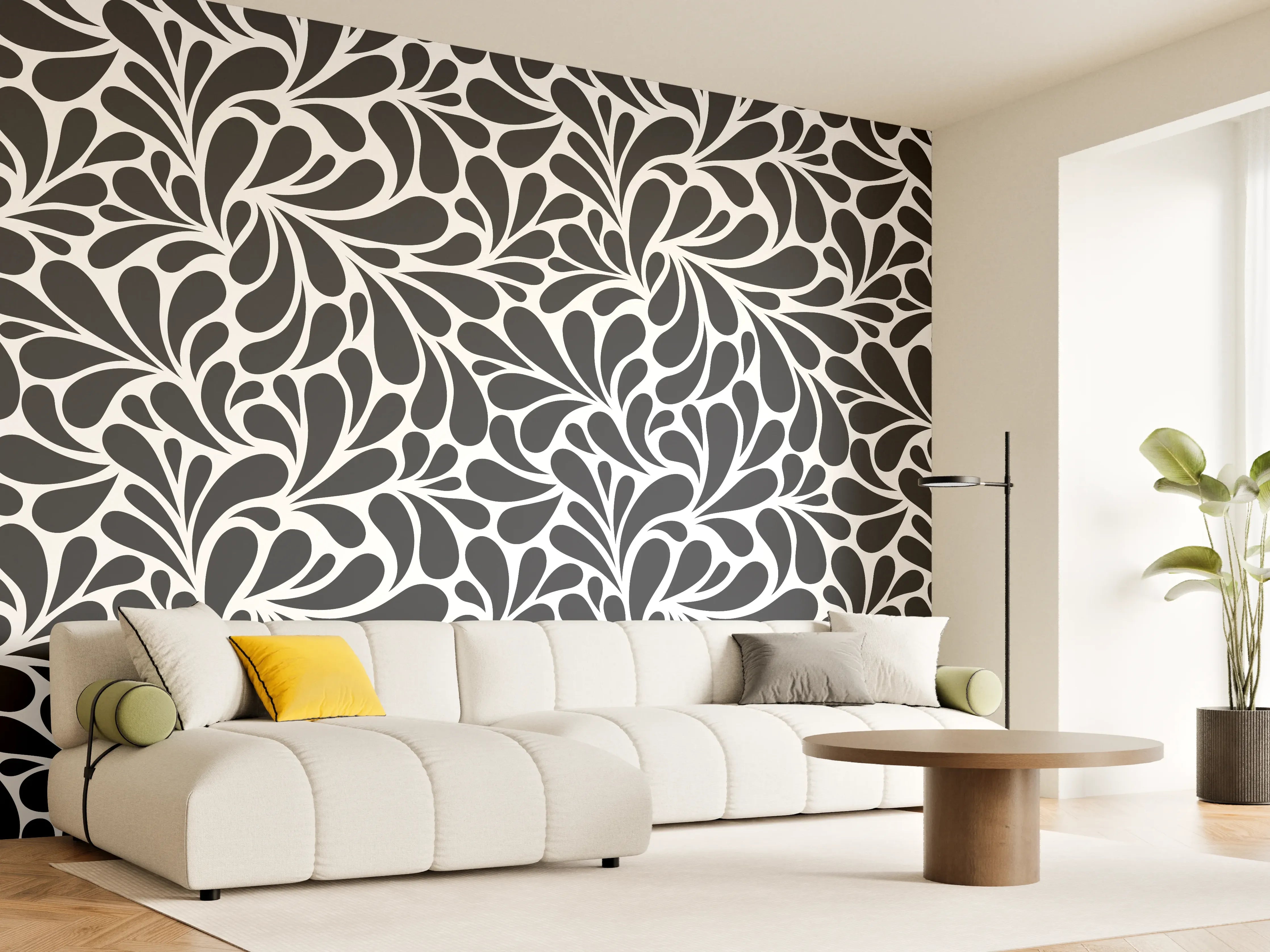 Wandverkleidung Wohnzimmer - Elegantes Schwarz-Weiß-Hintergrundmuster
