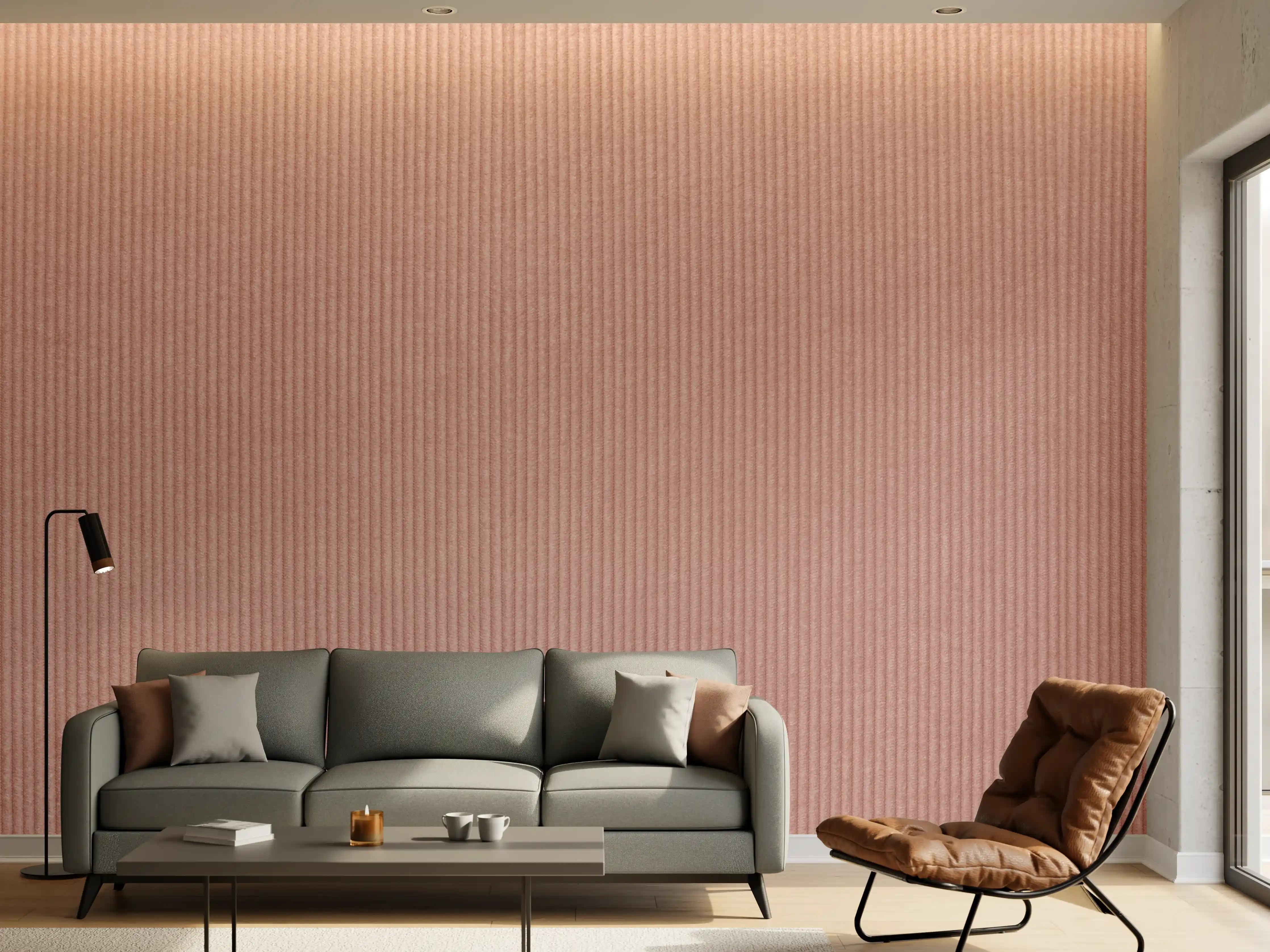 Wandverkleidung Wohnzimmer - Elegantes Textil in Rosa-Braun-Tönen