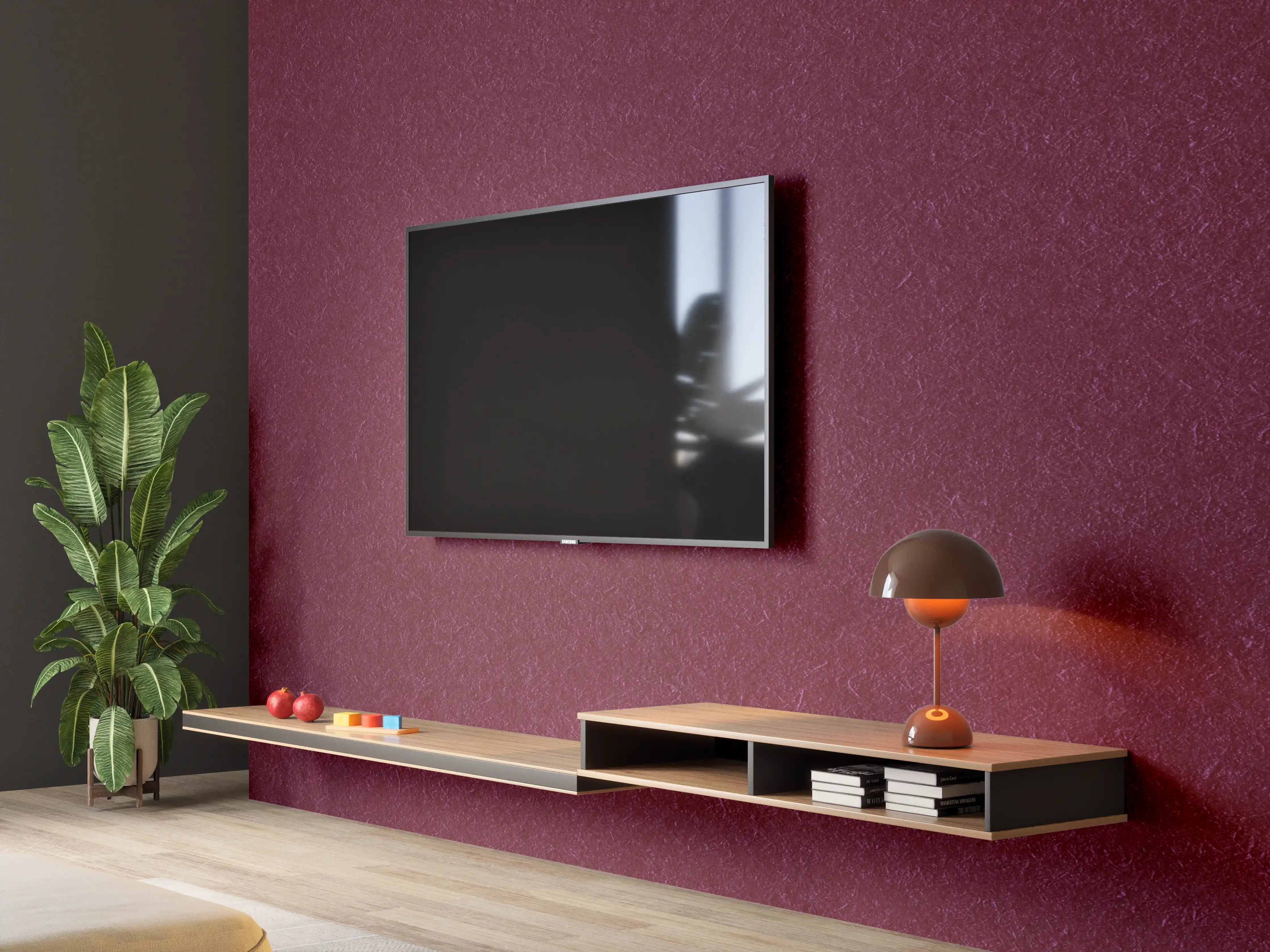 Wandverkleidung Wohnzimmer - Elegantes Weinrot – Stilvolle Farbnuance für Zuhause