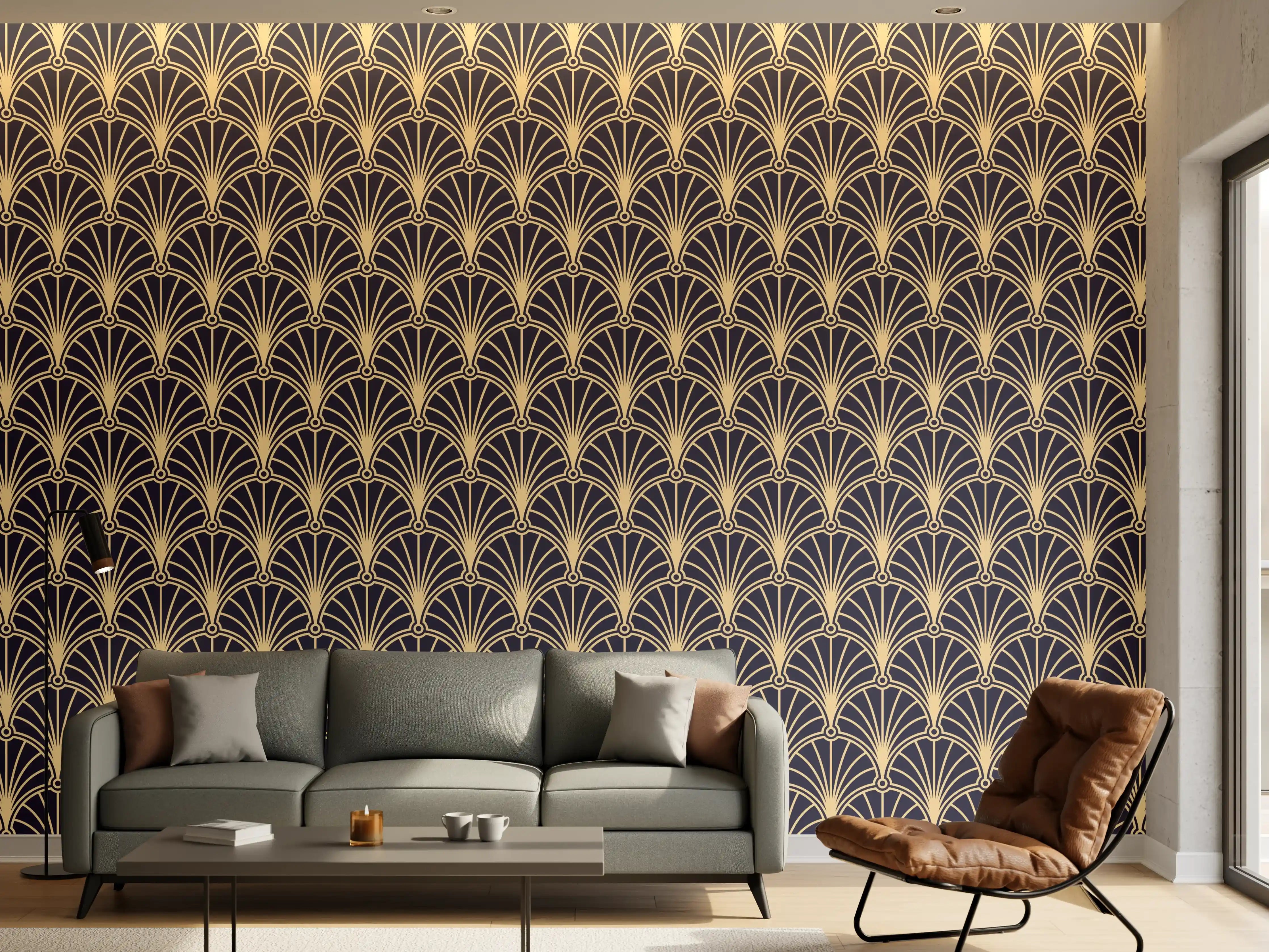 Wandverkleidung Wohnzimmer - Elegantes anthrazitfarbenes Designer-Muster