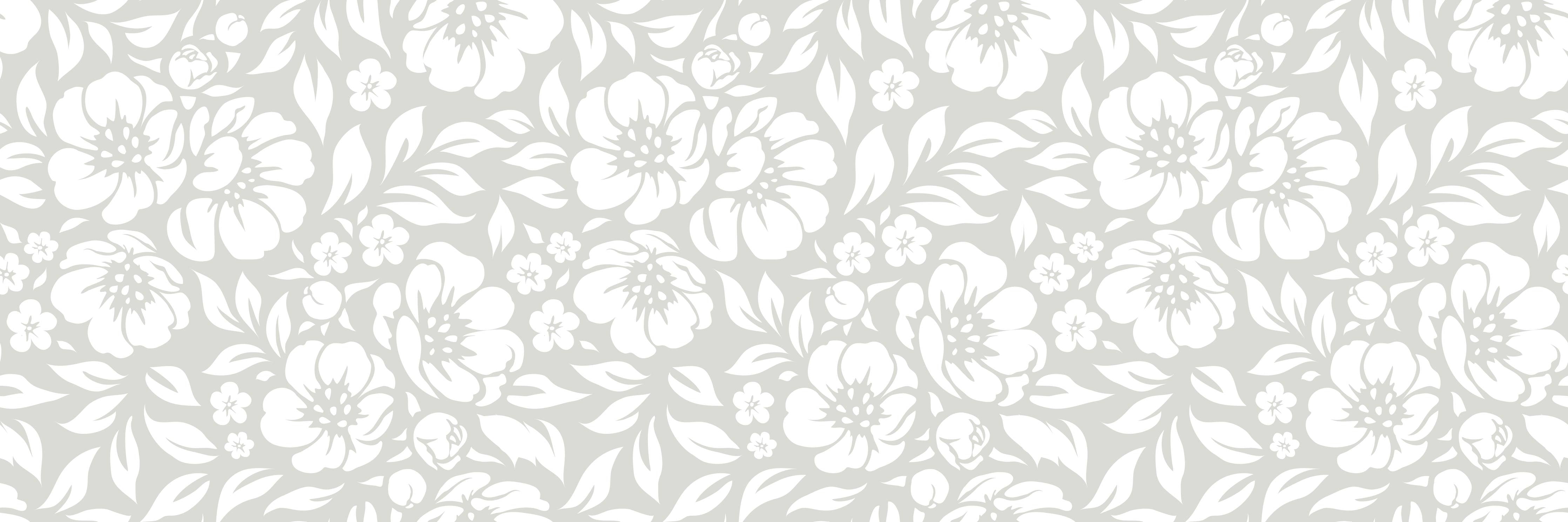 Wandverkleidung Wohnzimmer-Elegantes florales Muster in Weiß und Grau