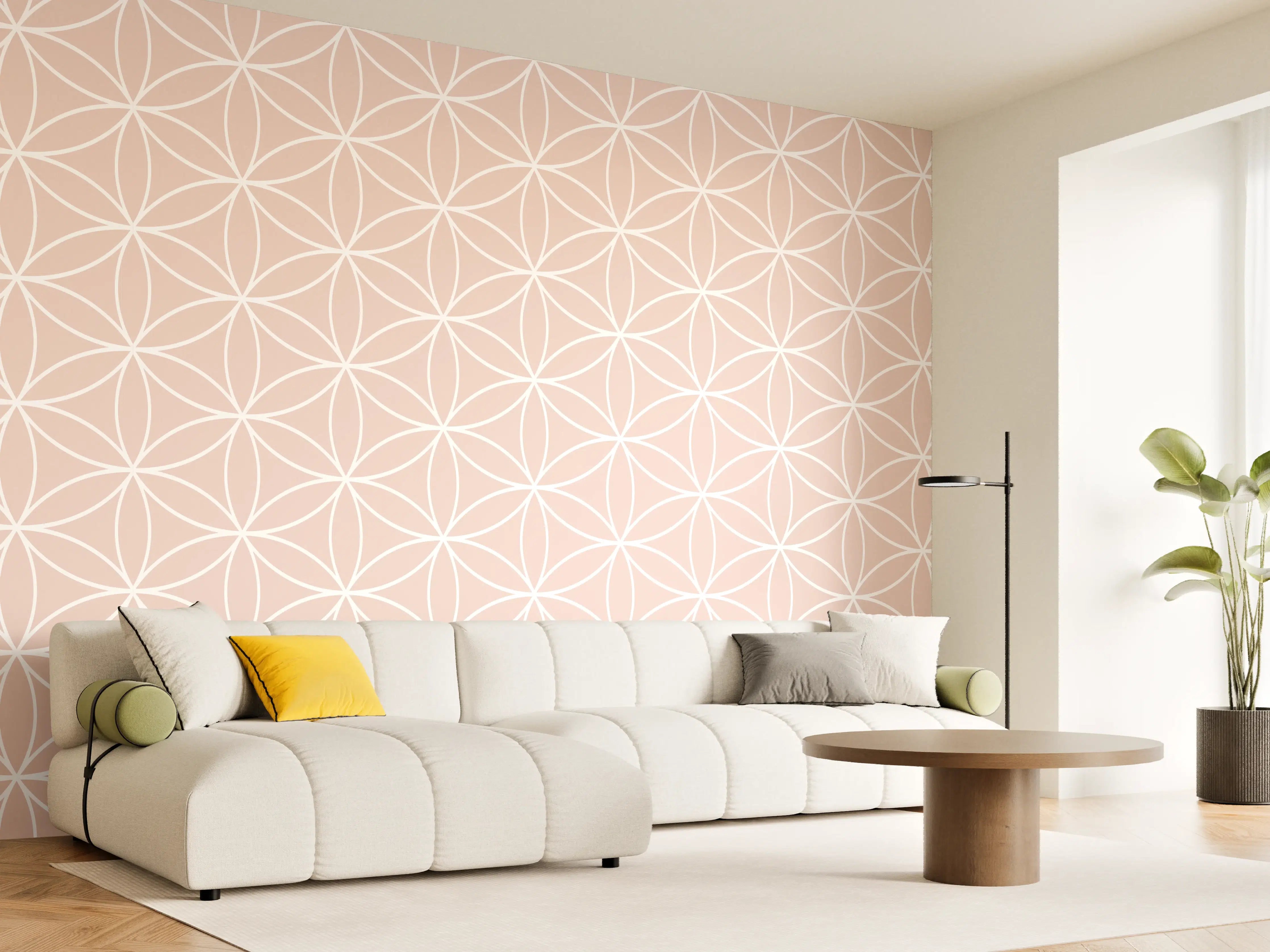 Wandverkleidung Wohnzimmer - Elegantrosa Musterwandbelag