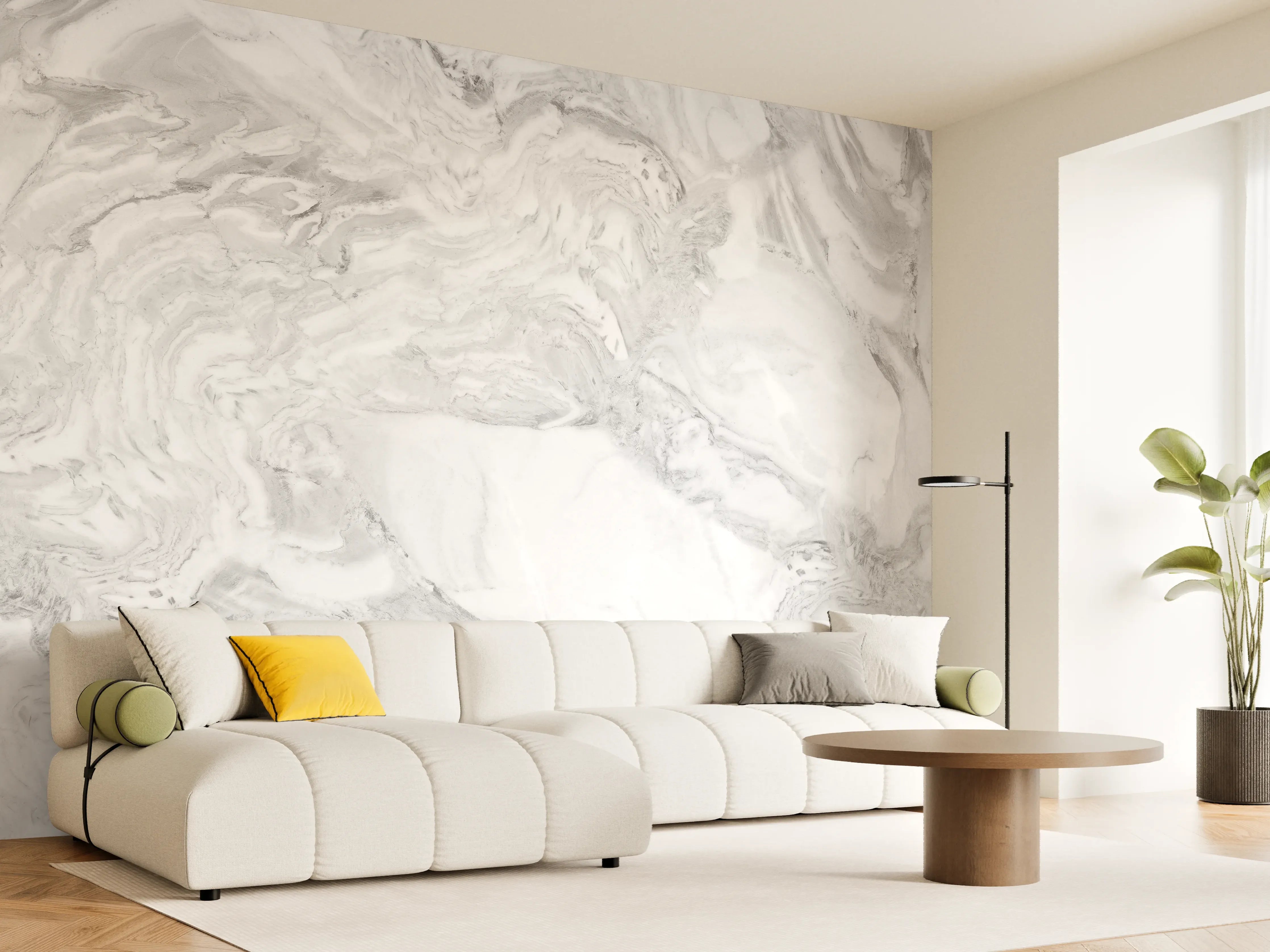 Wandverkleidung Wohnzimmer - Elfenbein italienischer Marmor