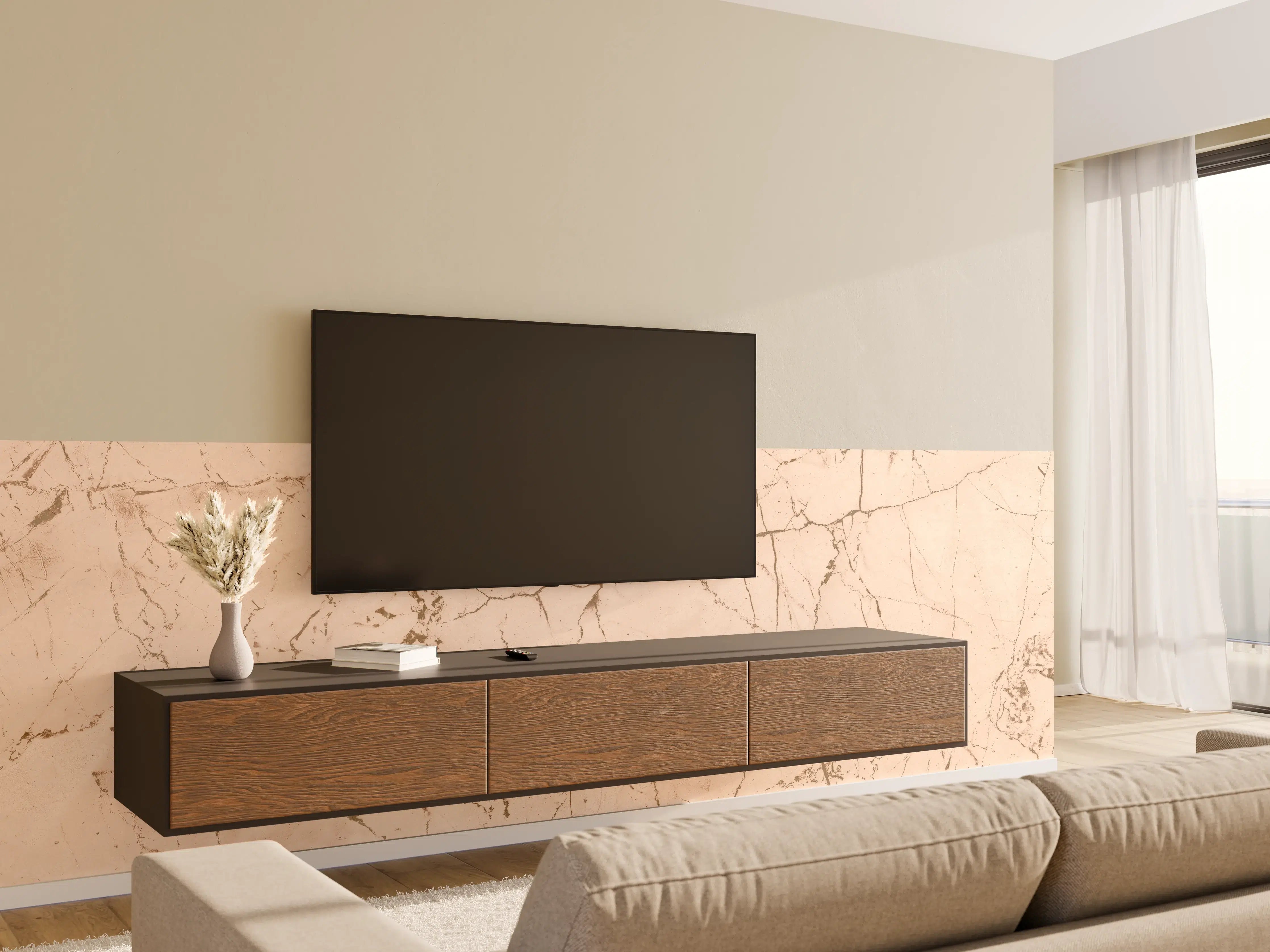 Wandverkleidung Wohnzimmer - Elfenbeinfarbener OnyxmarmoR