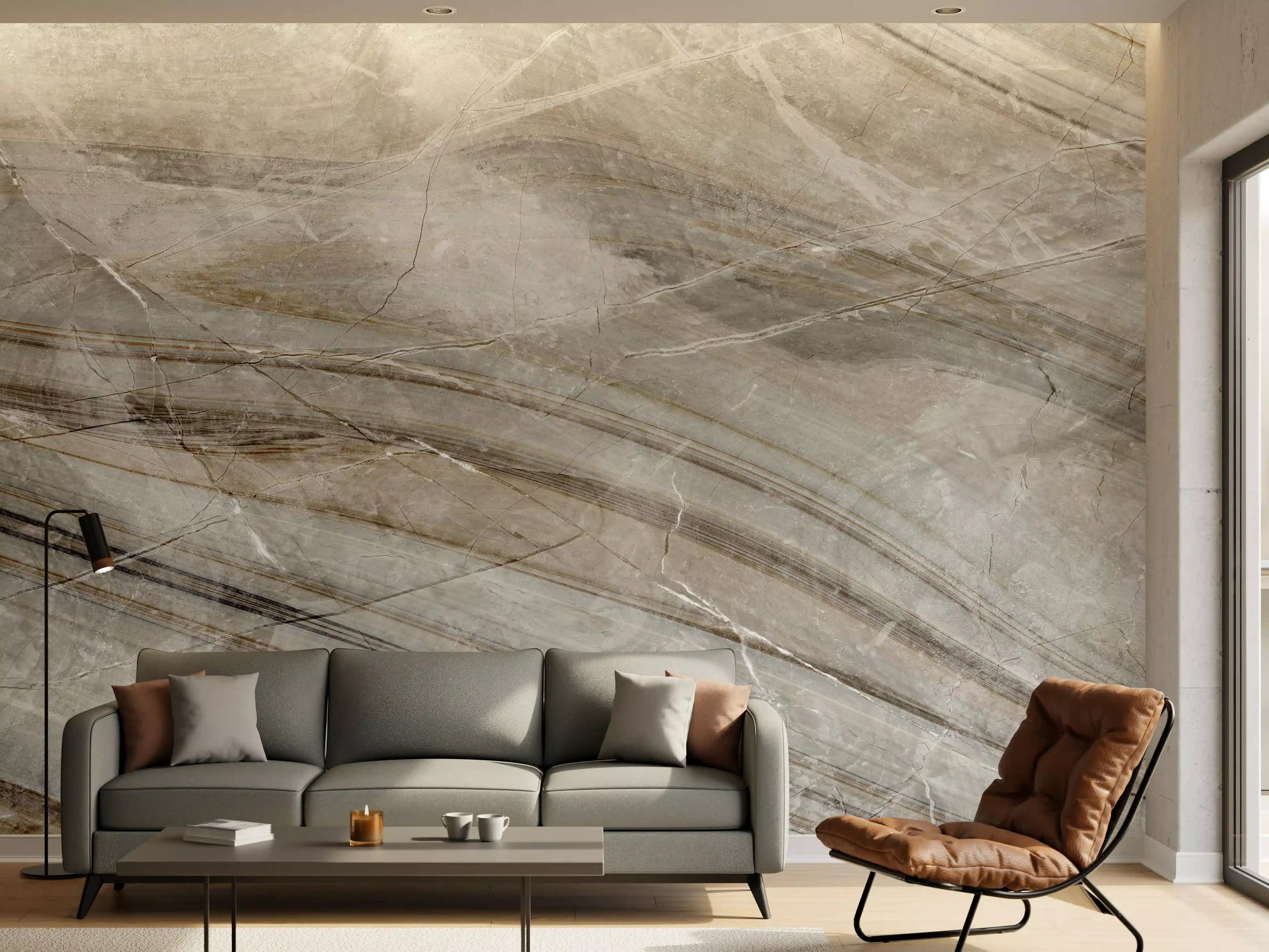 Wandverkleidung Wohnzimmer - Emperador-Marmor