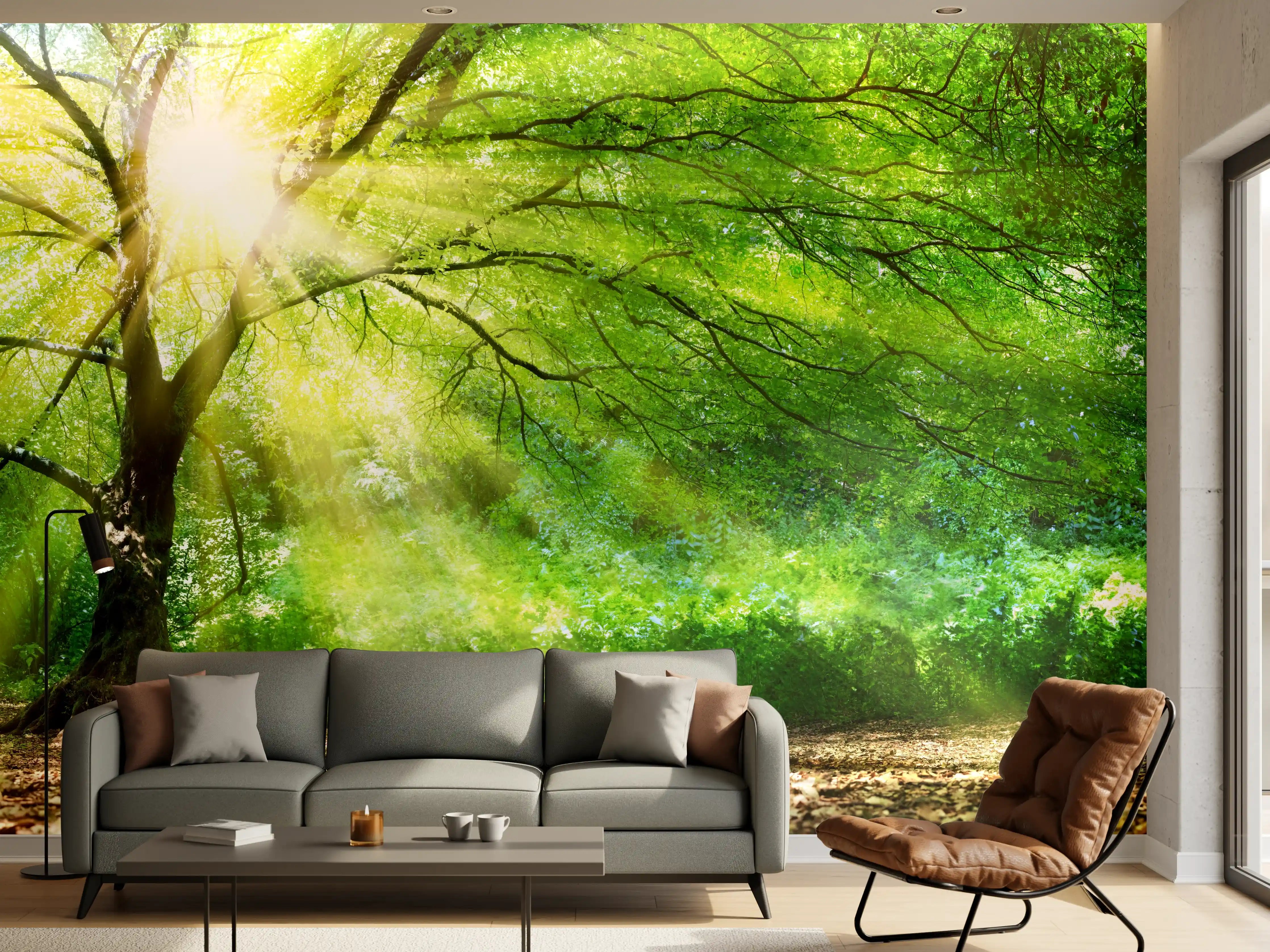 Wandverkleidung Wohnzimmer - Energiegeladener Wald