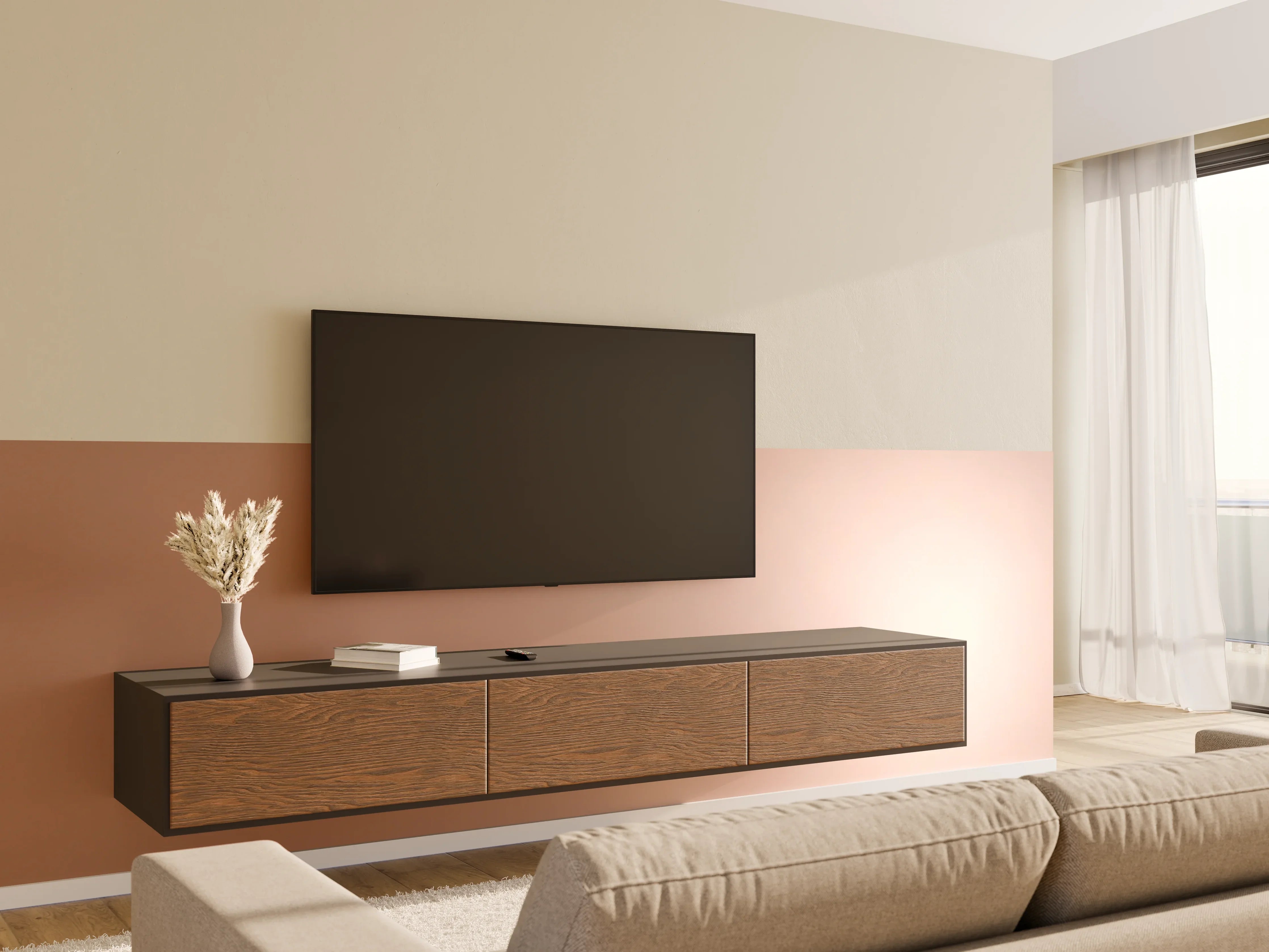 Wandverkleidung Wohnzimmer - Entspannter Raum mit warmen Tönen