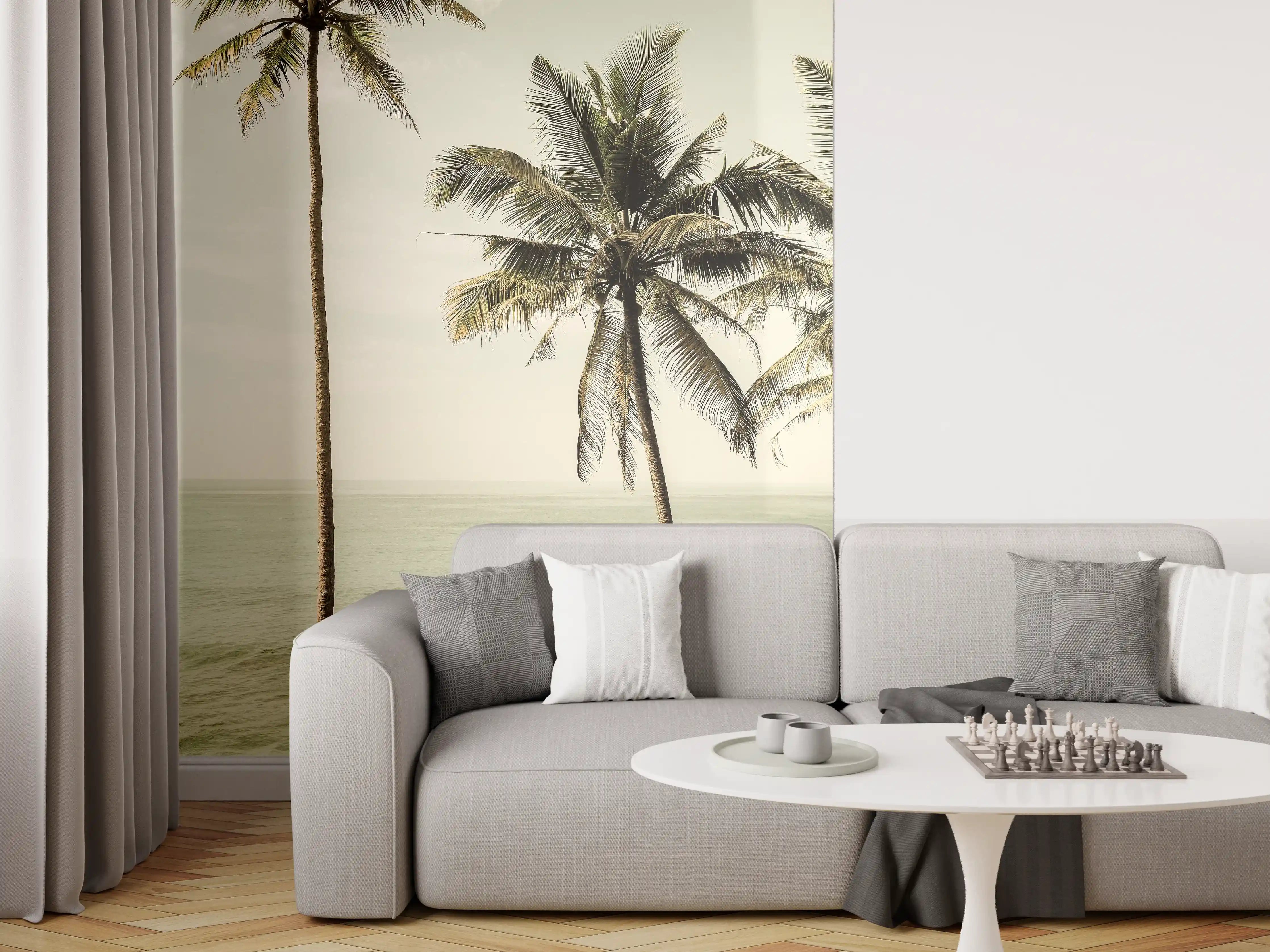 Wandverkleidung Wohnzimmer - Entspannter Strandurlaub mit Palmen