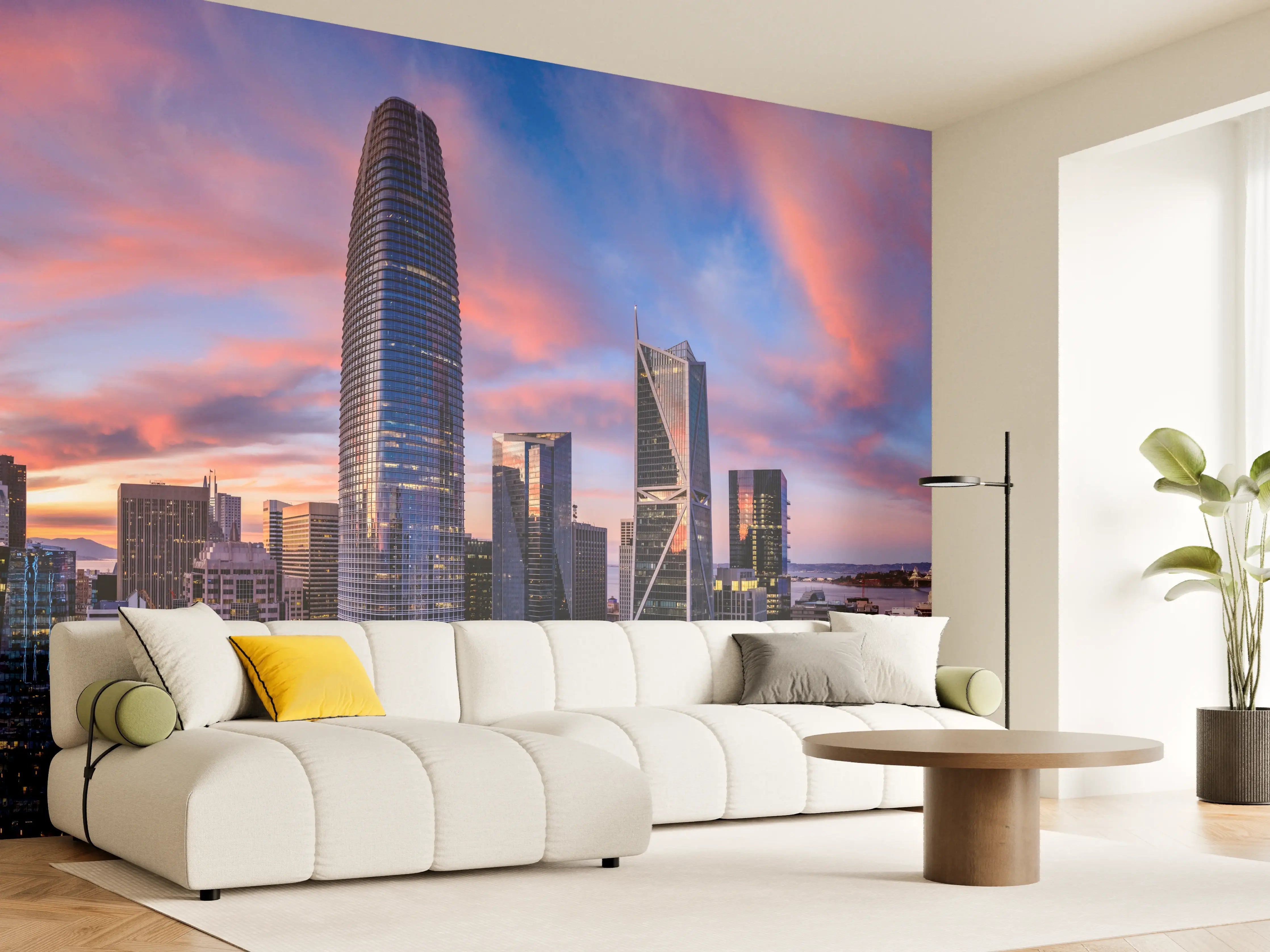 Wandverkleidung Wohnzimmer - Epischer Sonnenuntergang über San Francisco