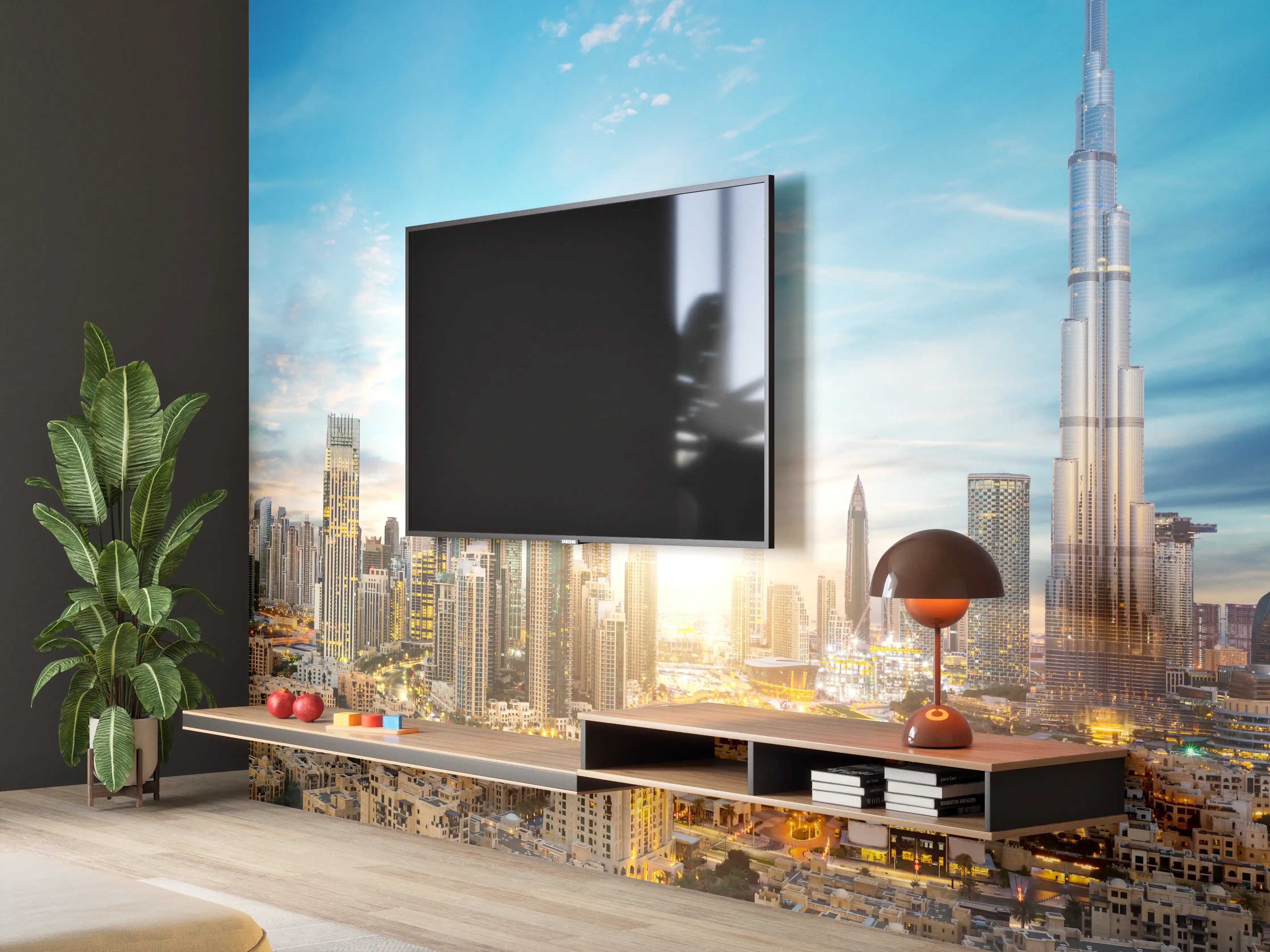 Wandverkleidung Wohnzimmer - Erstaunlicher Panoramablick auf Dubai