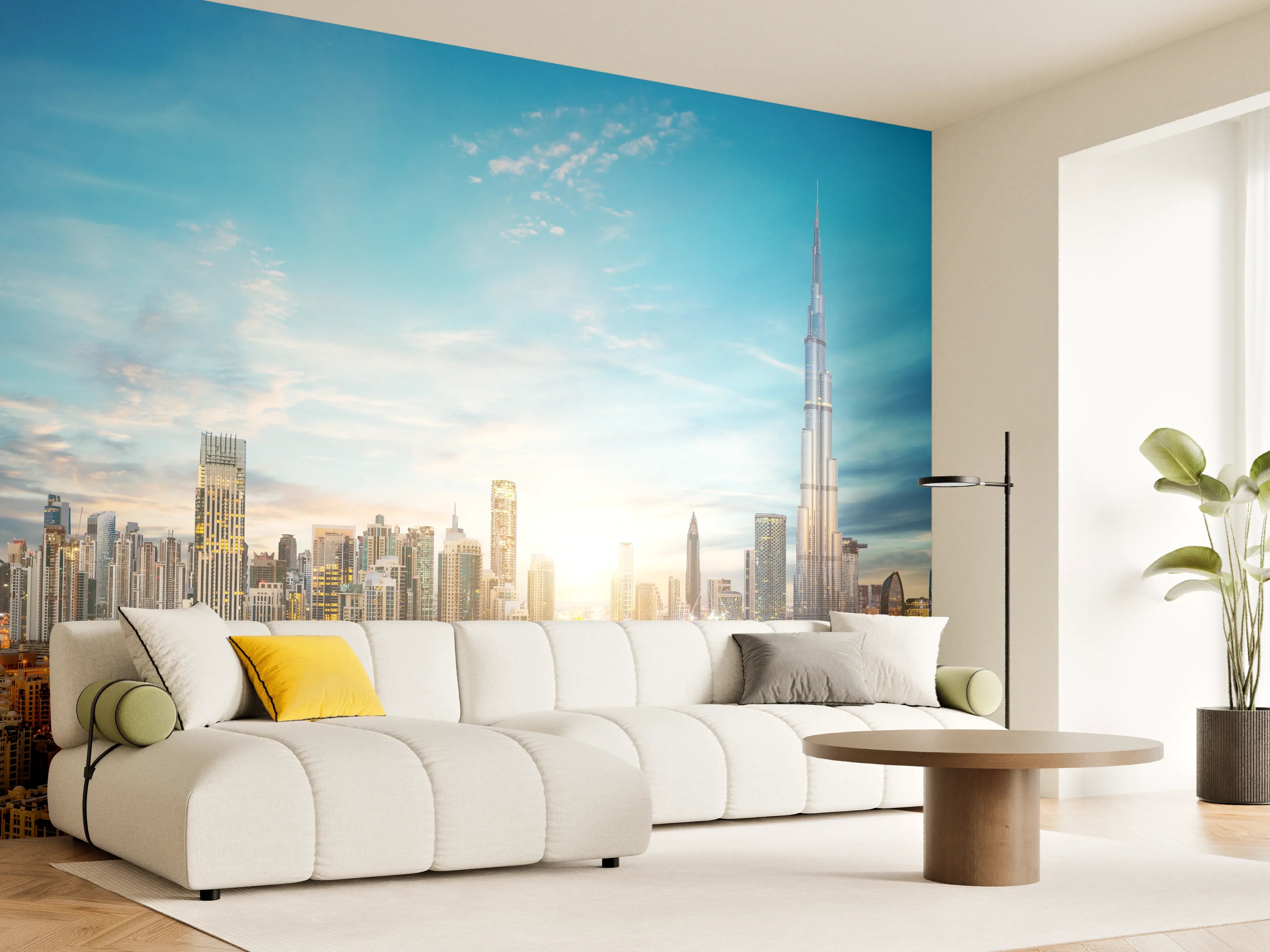 Wandverkleidung Wohnzimmer - Erstaunlicher Panoramablick auf Dubai