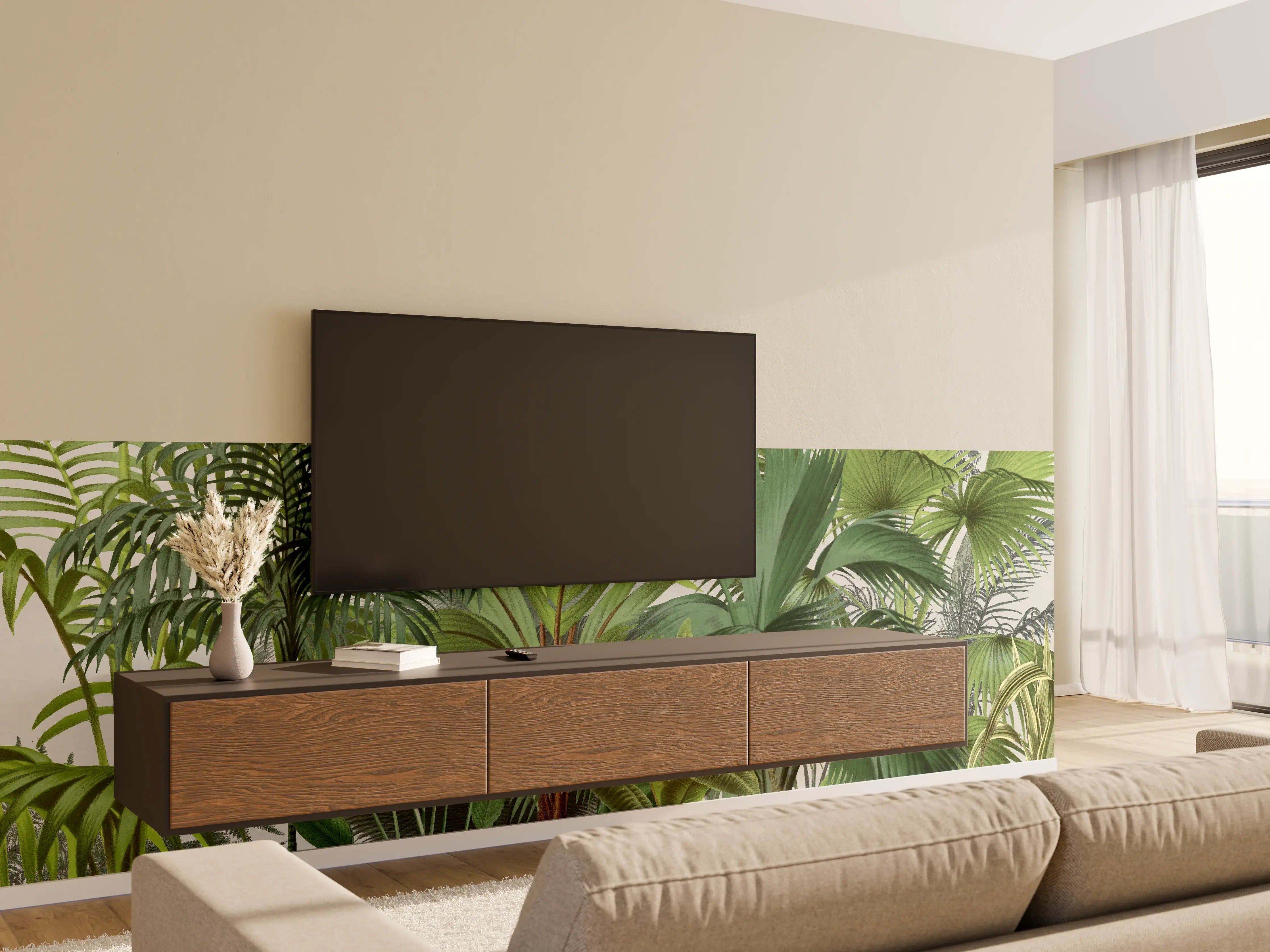 Wandverkleidung Wohnzimmer - Exotische Bäume