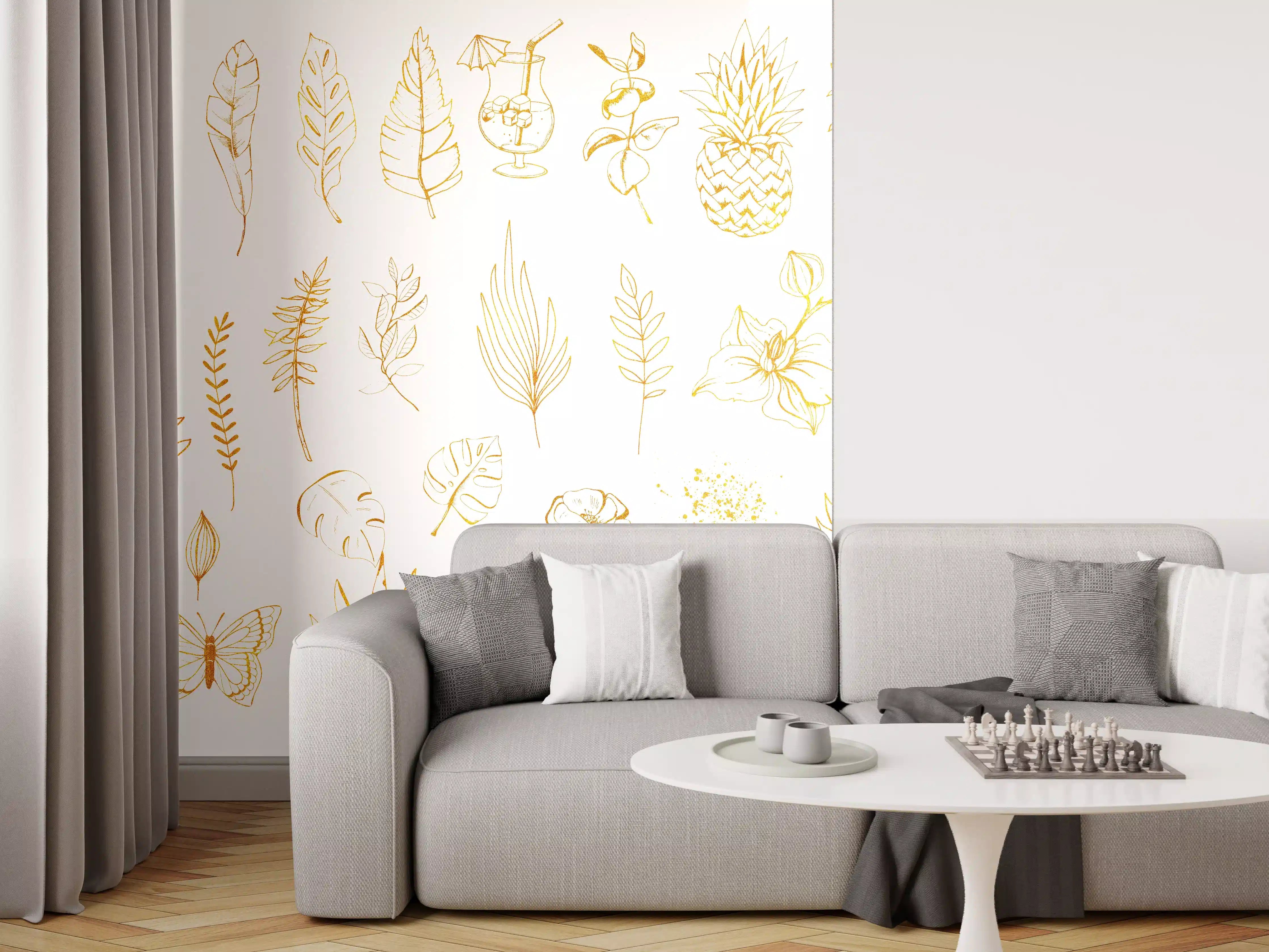 Wandverkleidung Wohnzimmer - Exotische Motive - Zeichenmalerei