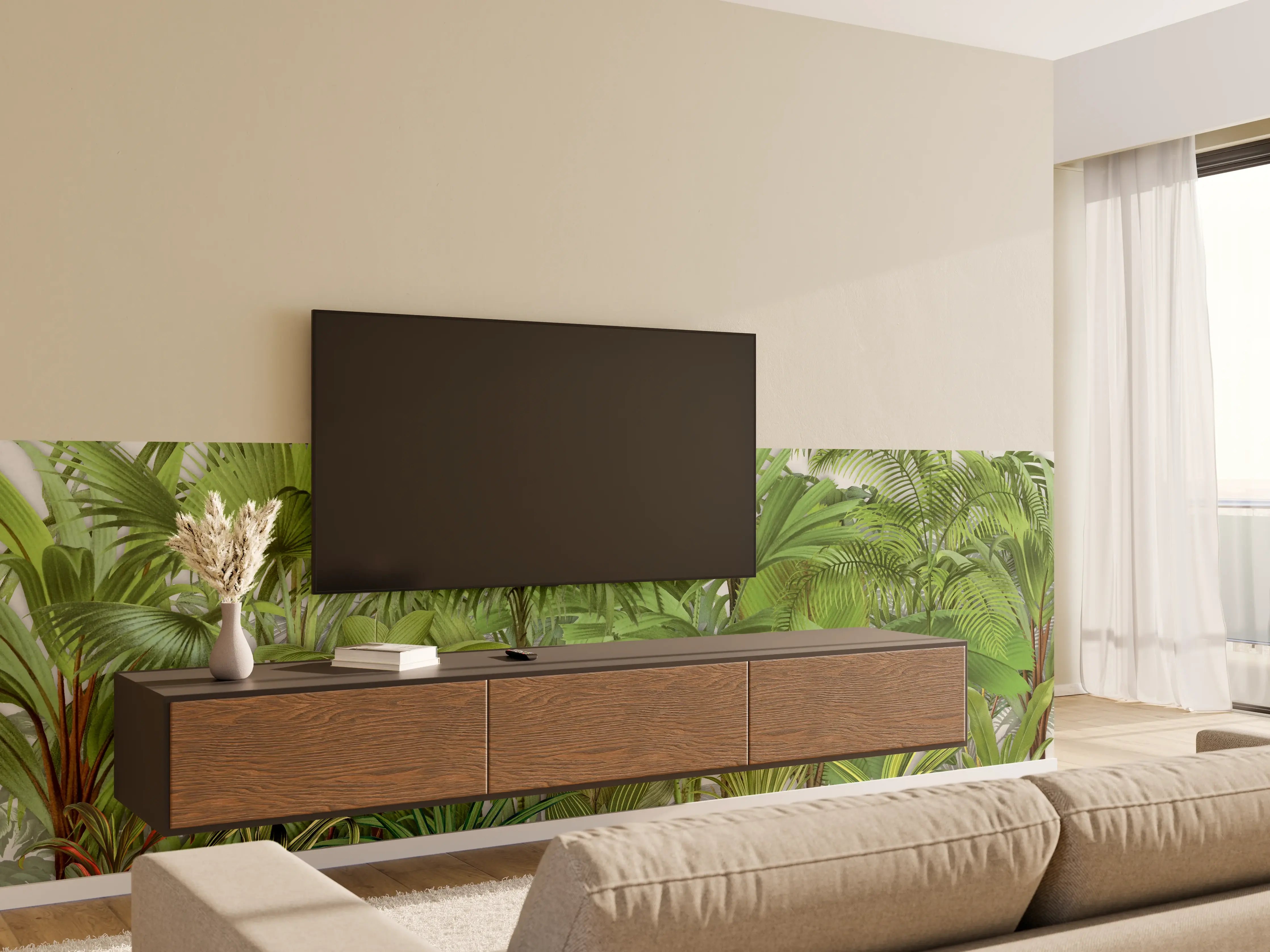 Wandverkleidung Wohnzimmer - Exotische Pflanzen