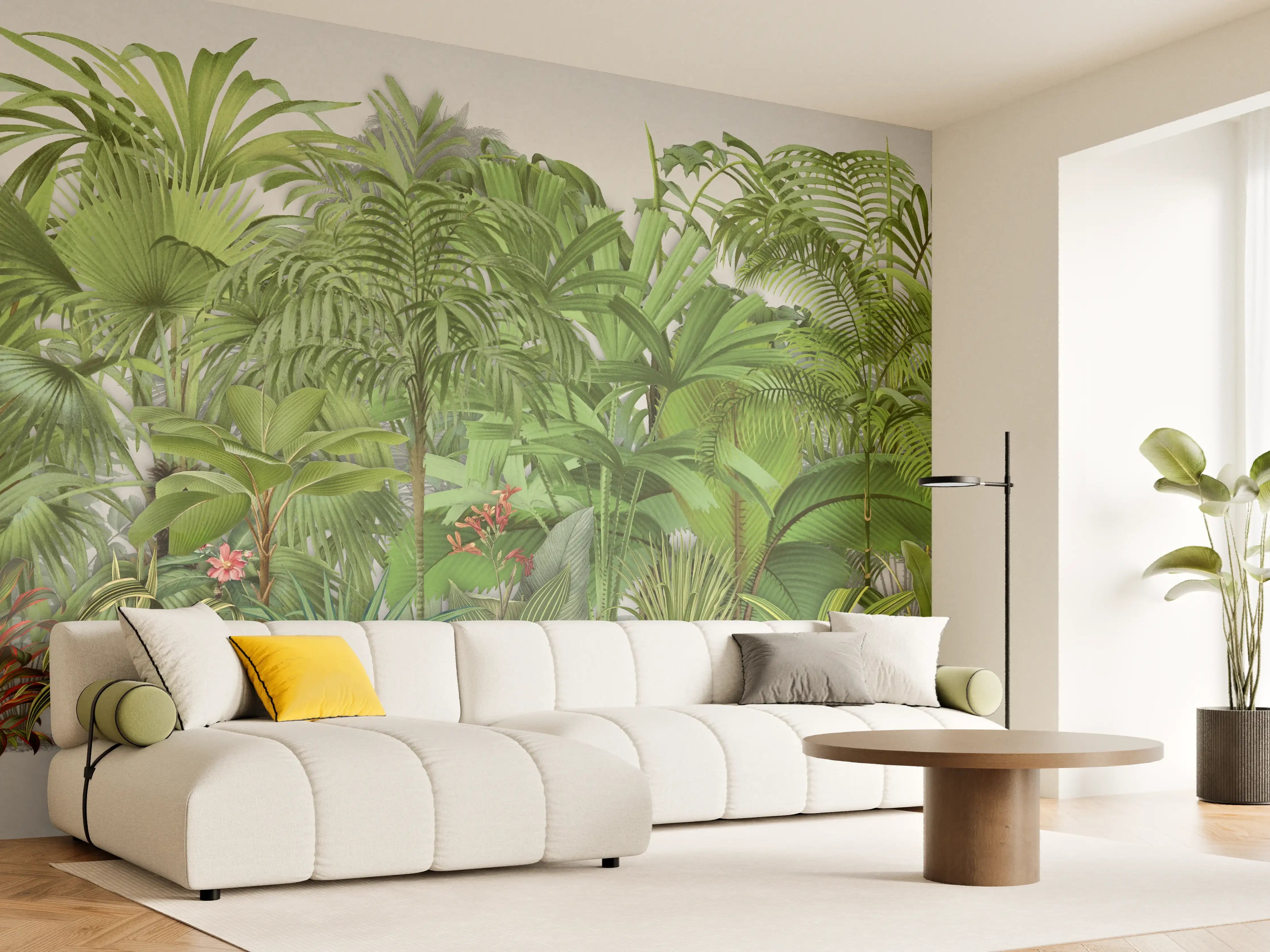 Wandverkleidung Wohnzimmer - Exotische Pflanzen