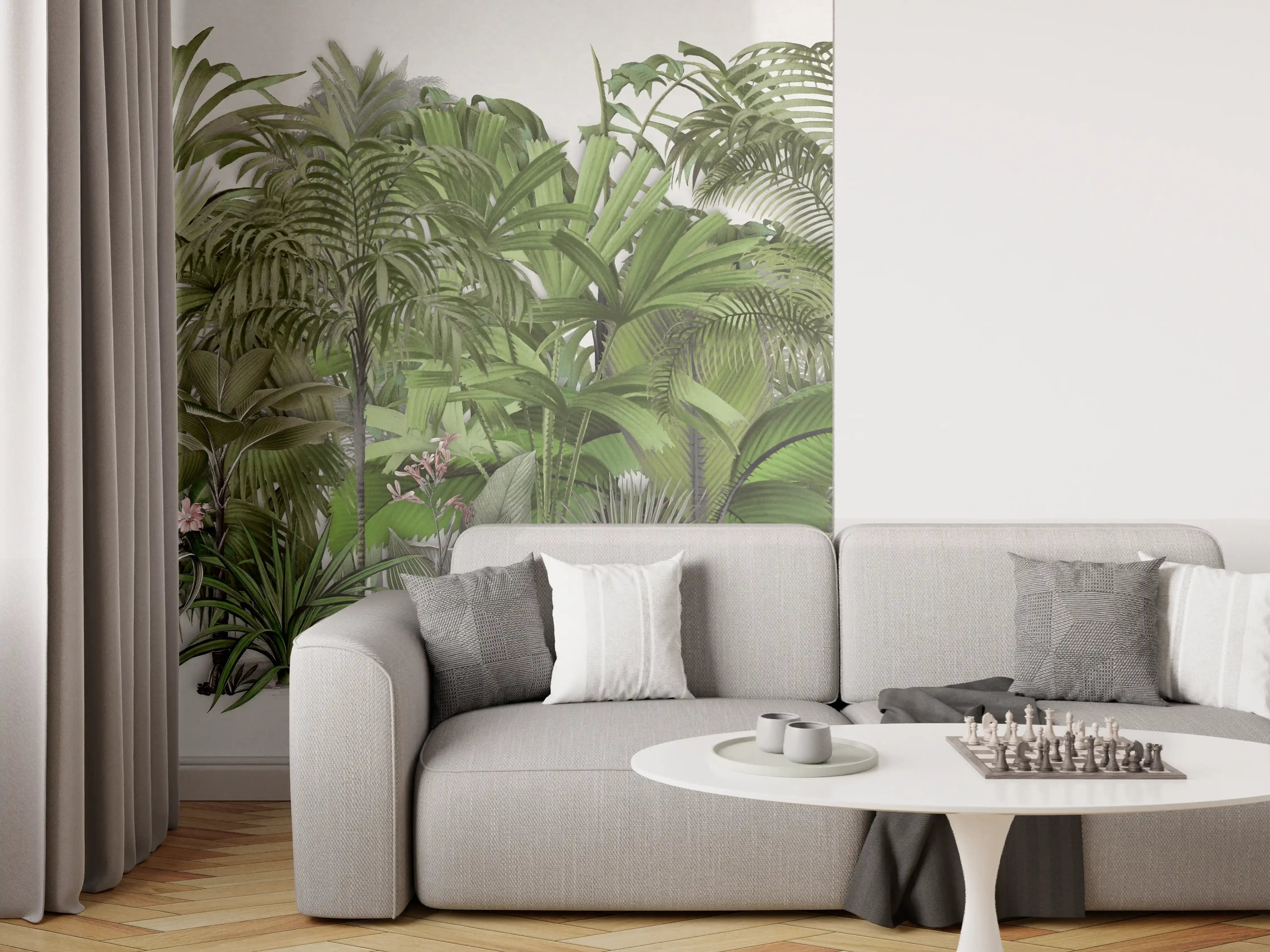 Wandverkleidung Wohnzimmer - Exotische Sträuche