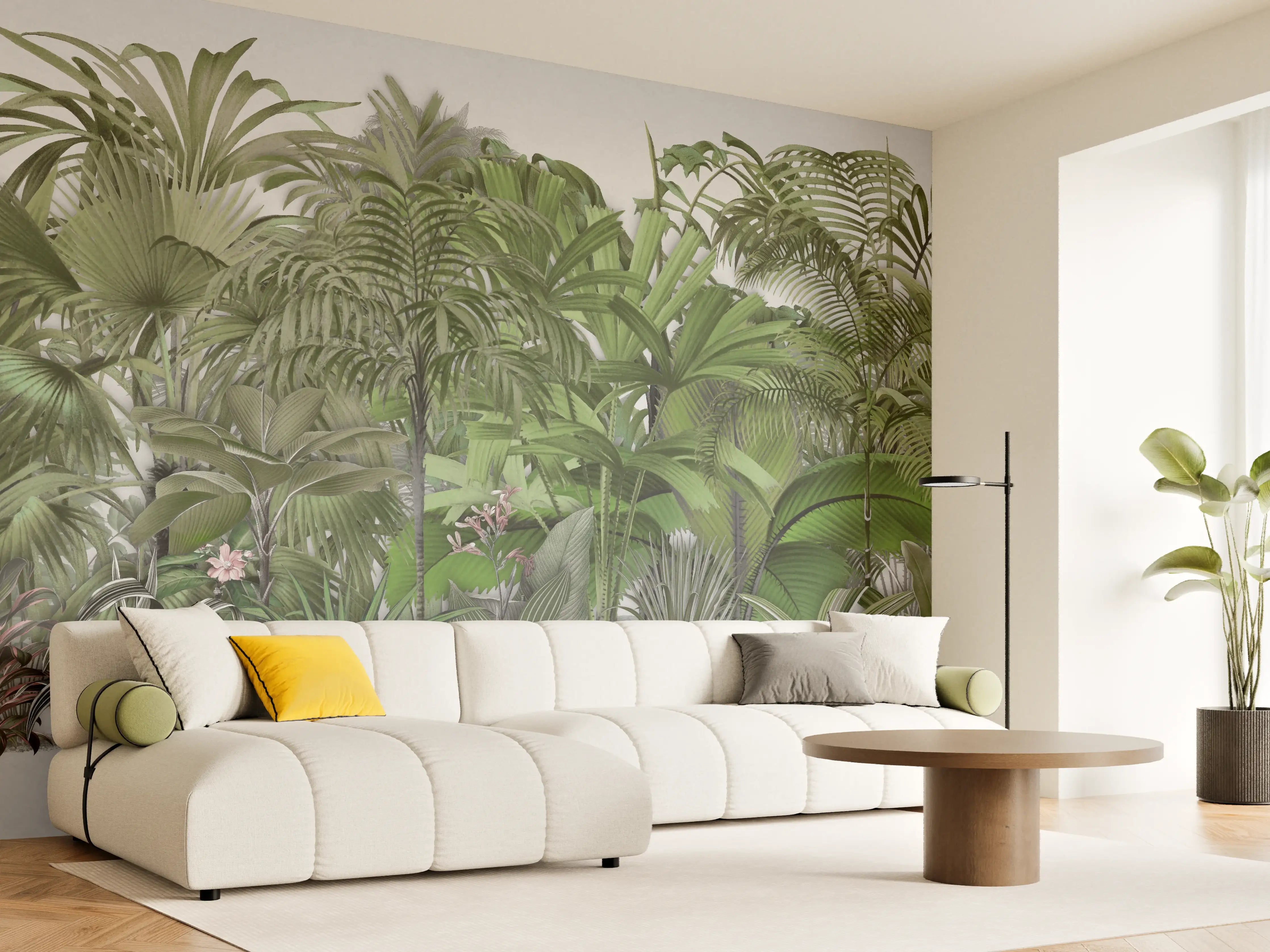 Wandverkleidung Wohnzimmer - Exotische Sträuche