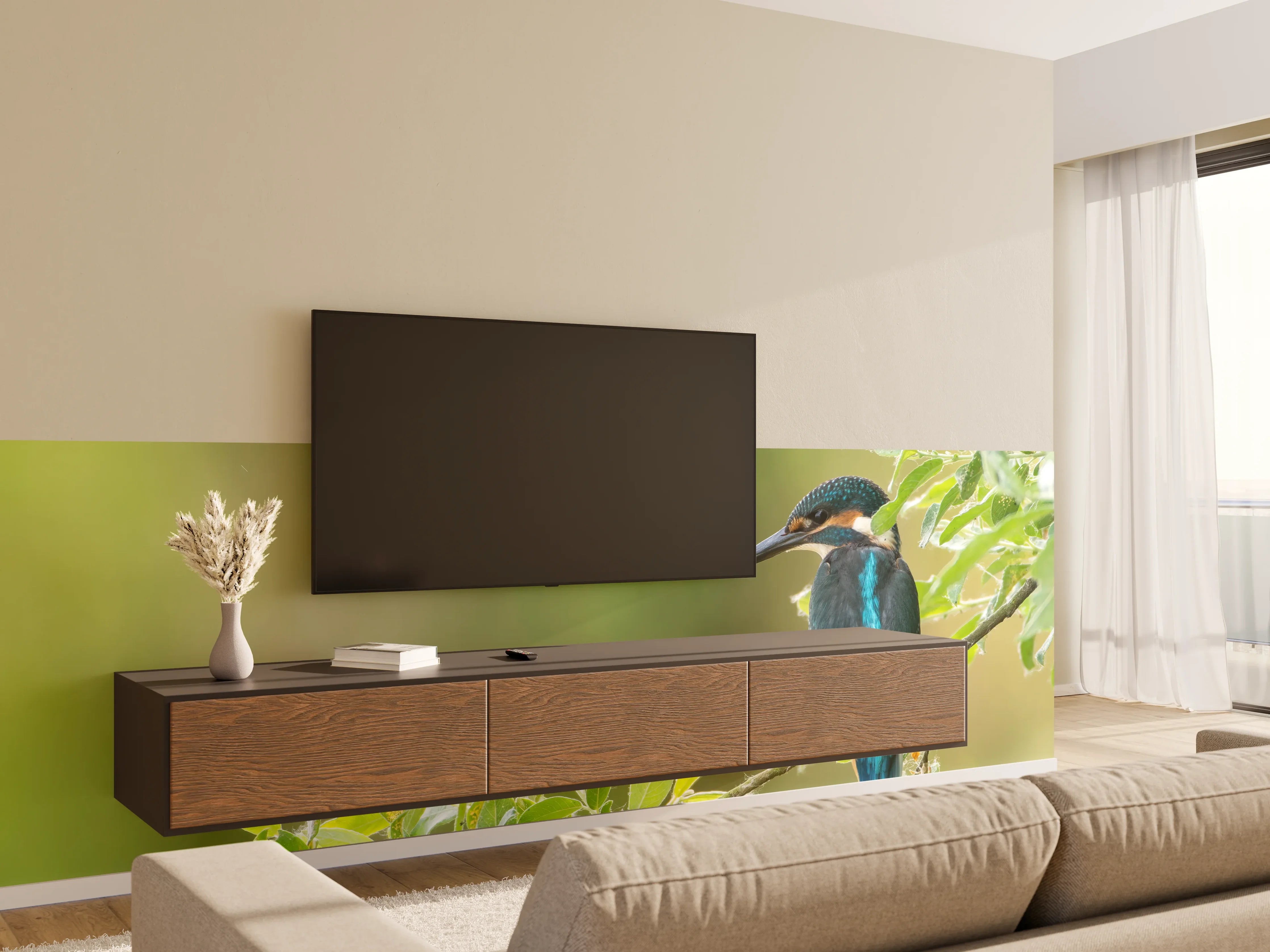 Wandverkleidung Wohnzimmer - Exotischer friedlicher Eisvogel