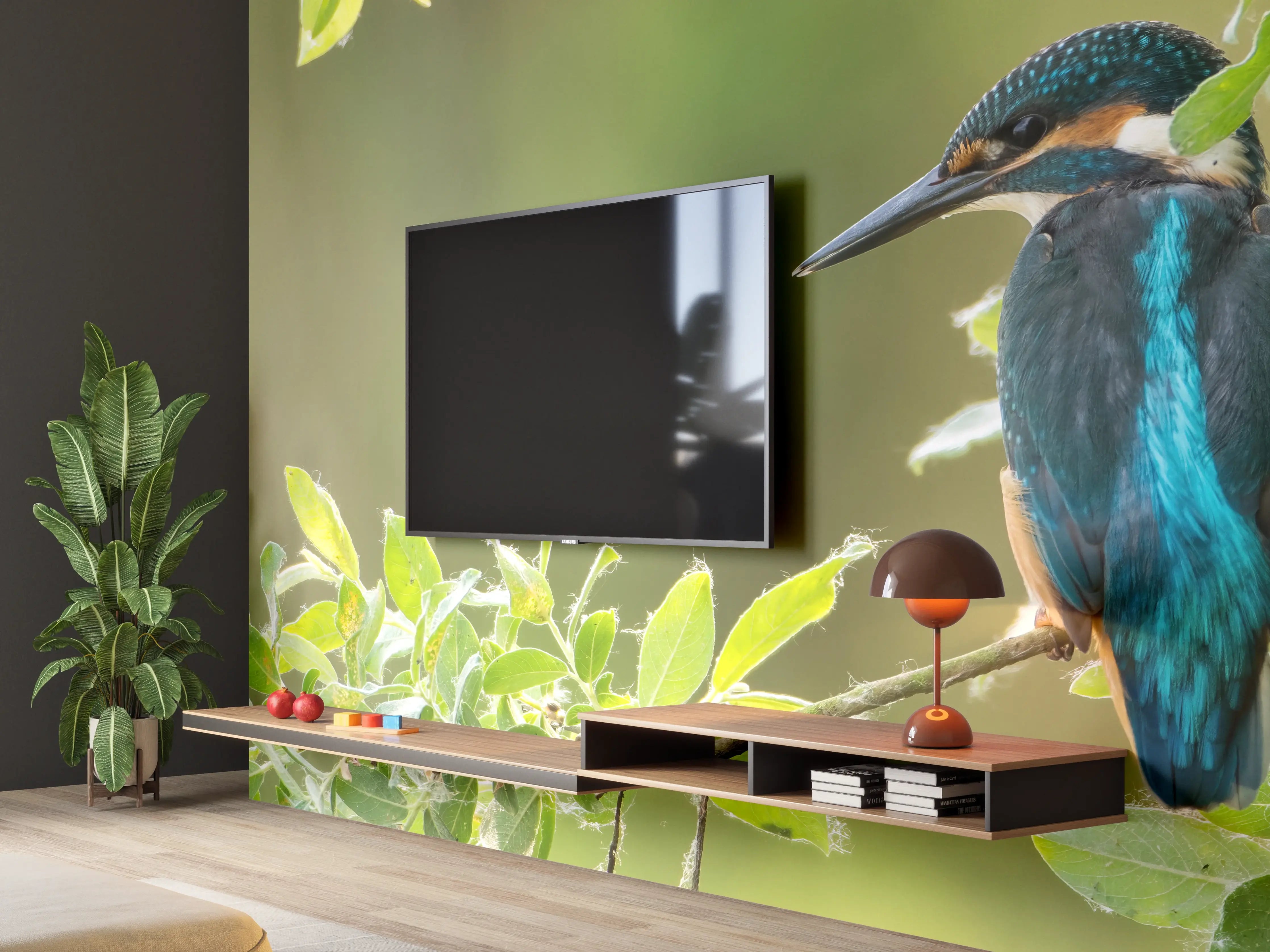 Wandverkleidung Wohnzimmer - Exotischer friedlicher Eisvogel