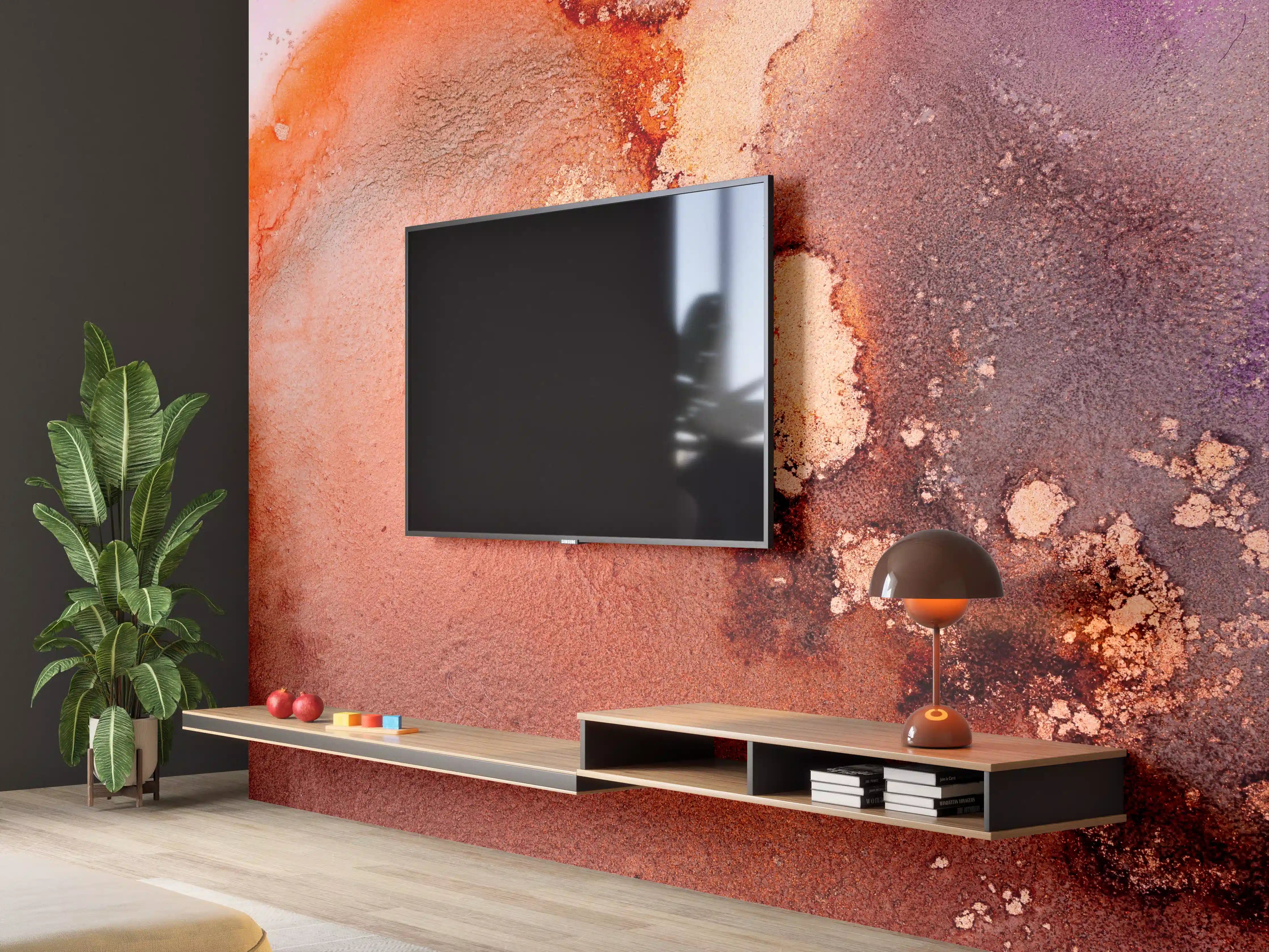 Wandverkleidung Wohnzimmer - Farbenfrohe Abstrakte Kunstlandschaft