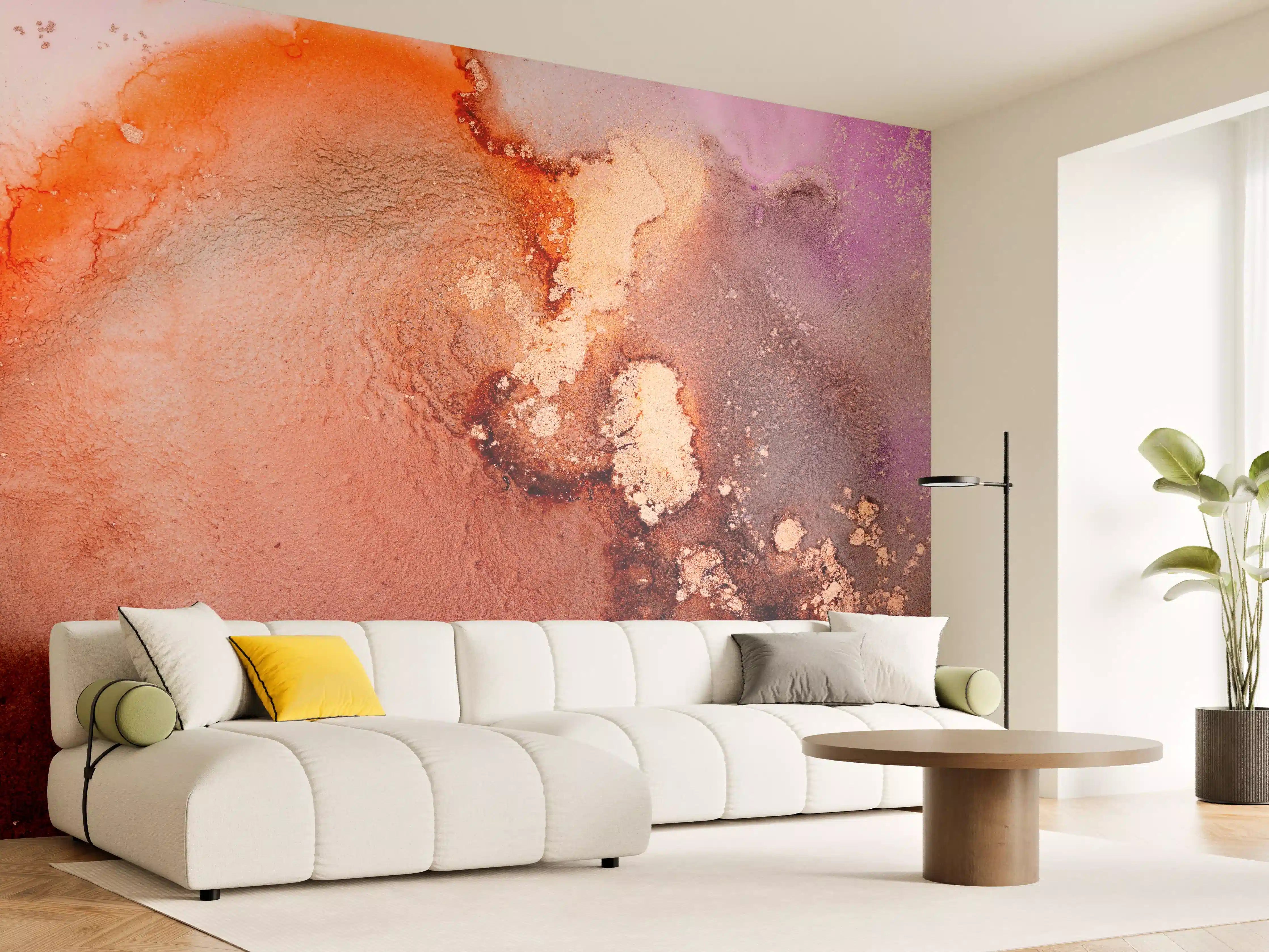 Wandverkleidung Wohnzimmer - Farbenfrohe Abstrakte Kunstlandschaft