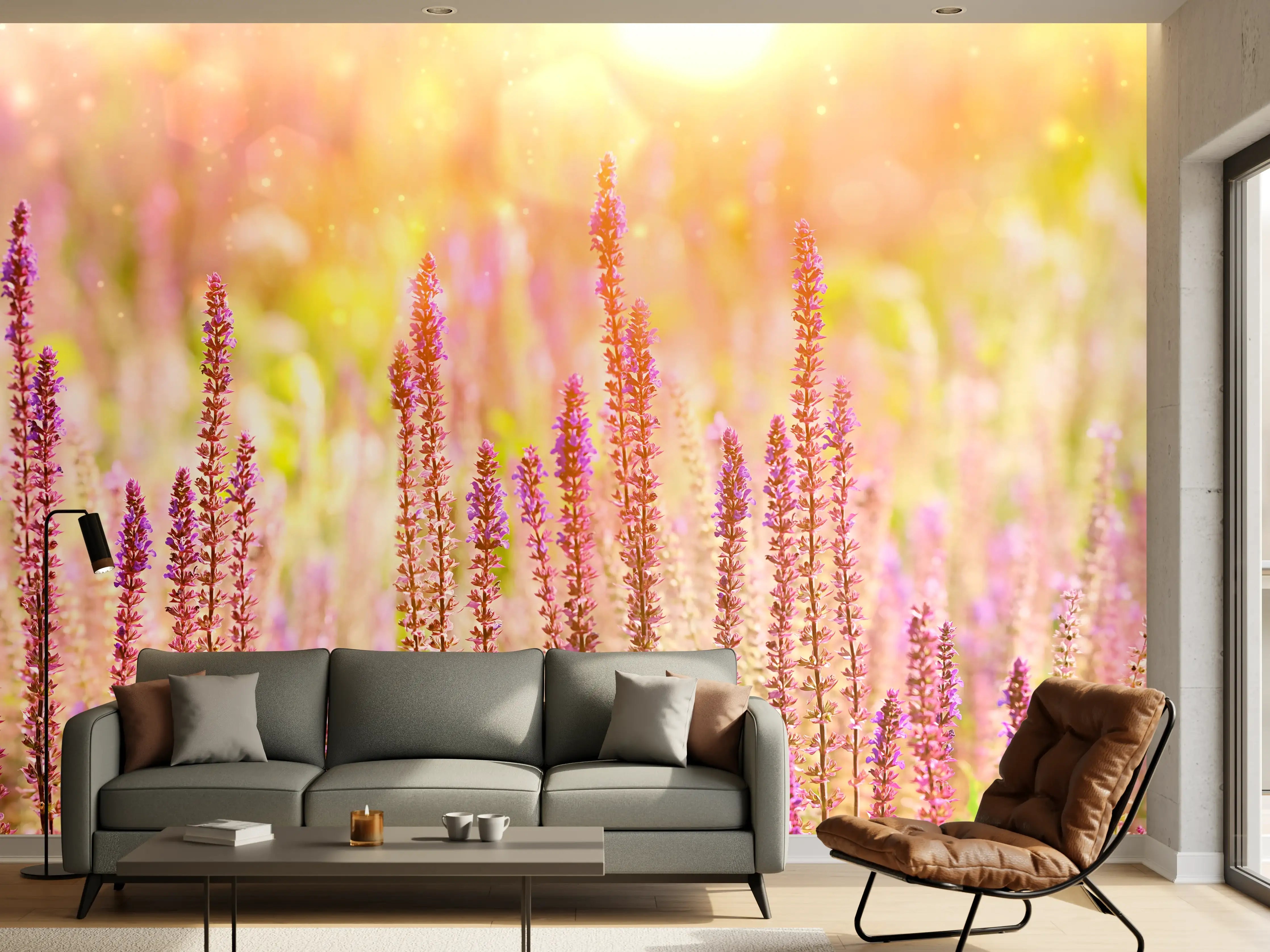 Wandverkleidung Wohnzimmer - Farbenfrohe Blüten der Ziersalbei-Pflanzen