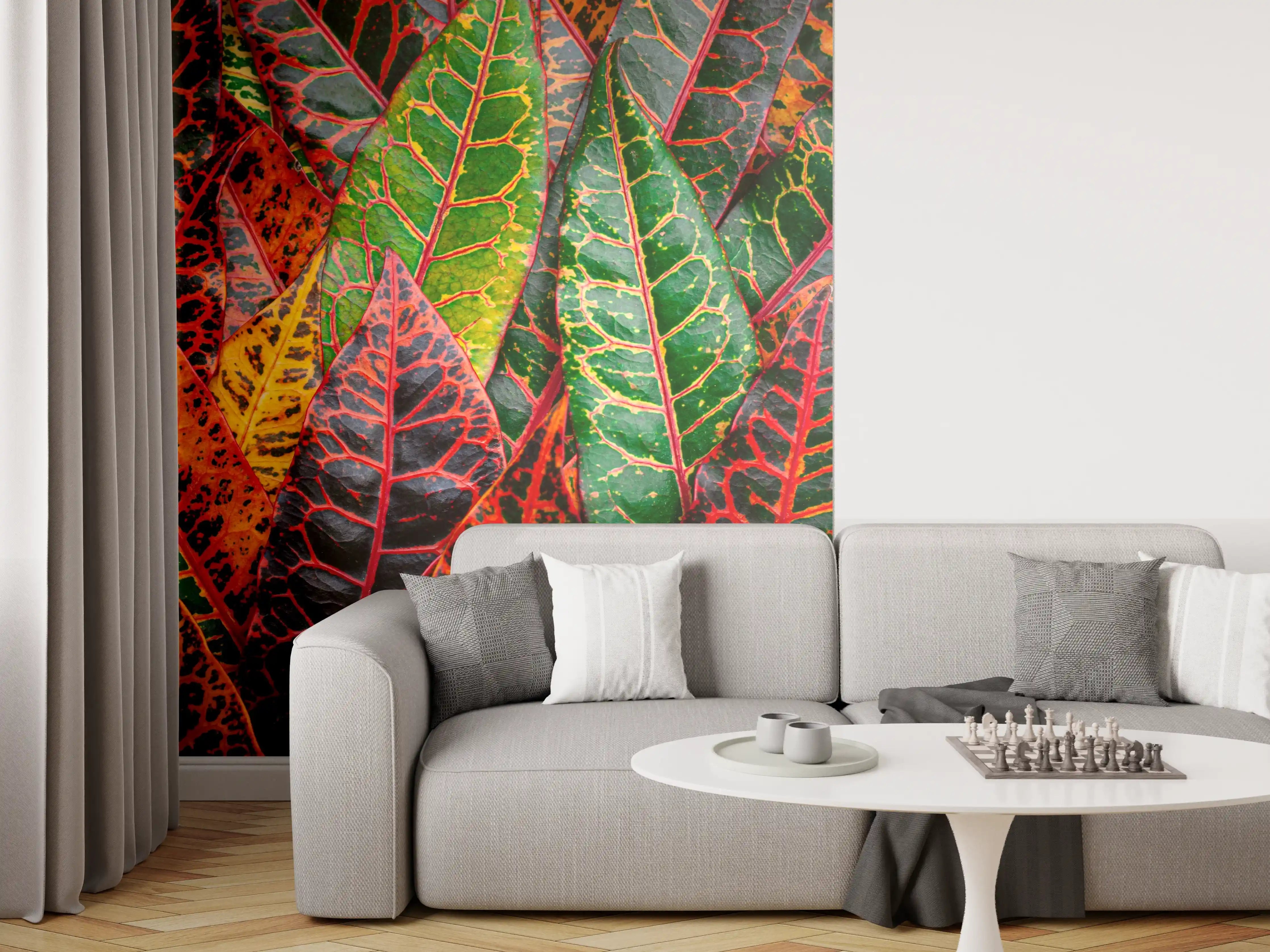 Wandverkleidung Wohnzimmer - Farbenfrohe Croton-Pflanzen