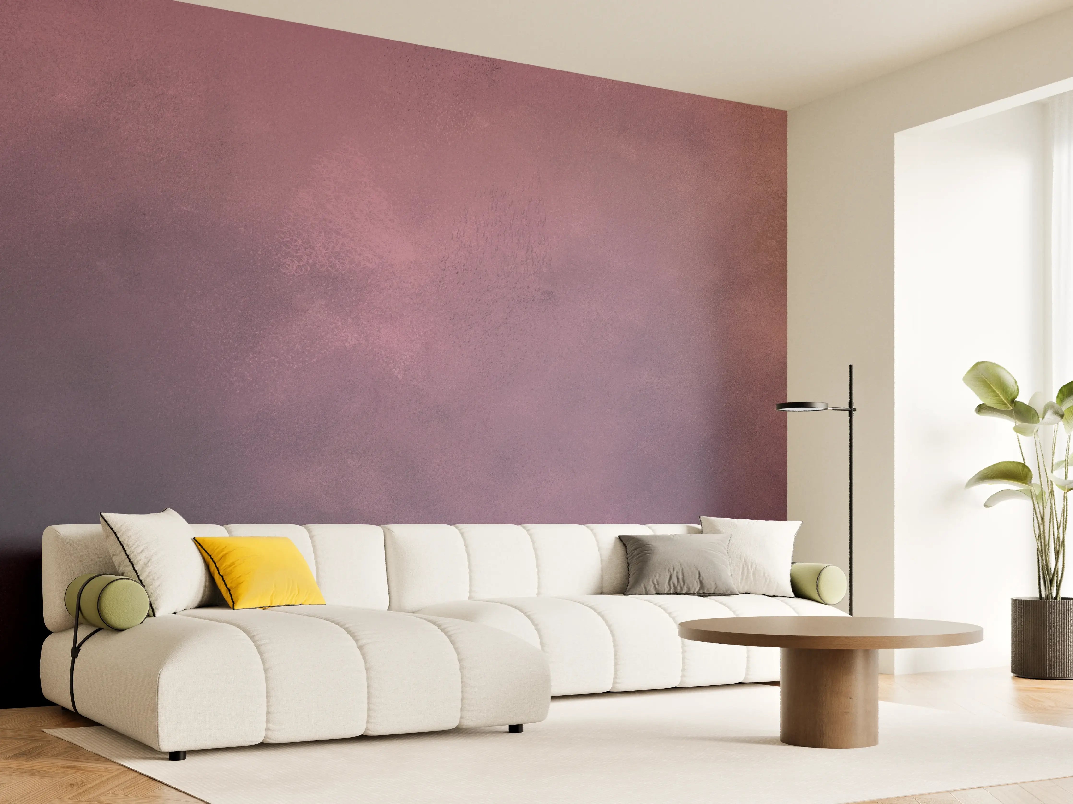 Wandverkleidung Wohnzimmer - Farbenfroher Himmel mit Wolken, sanfte Übergänge